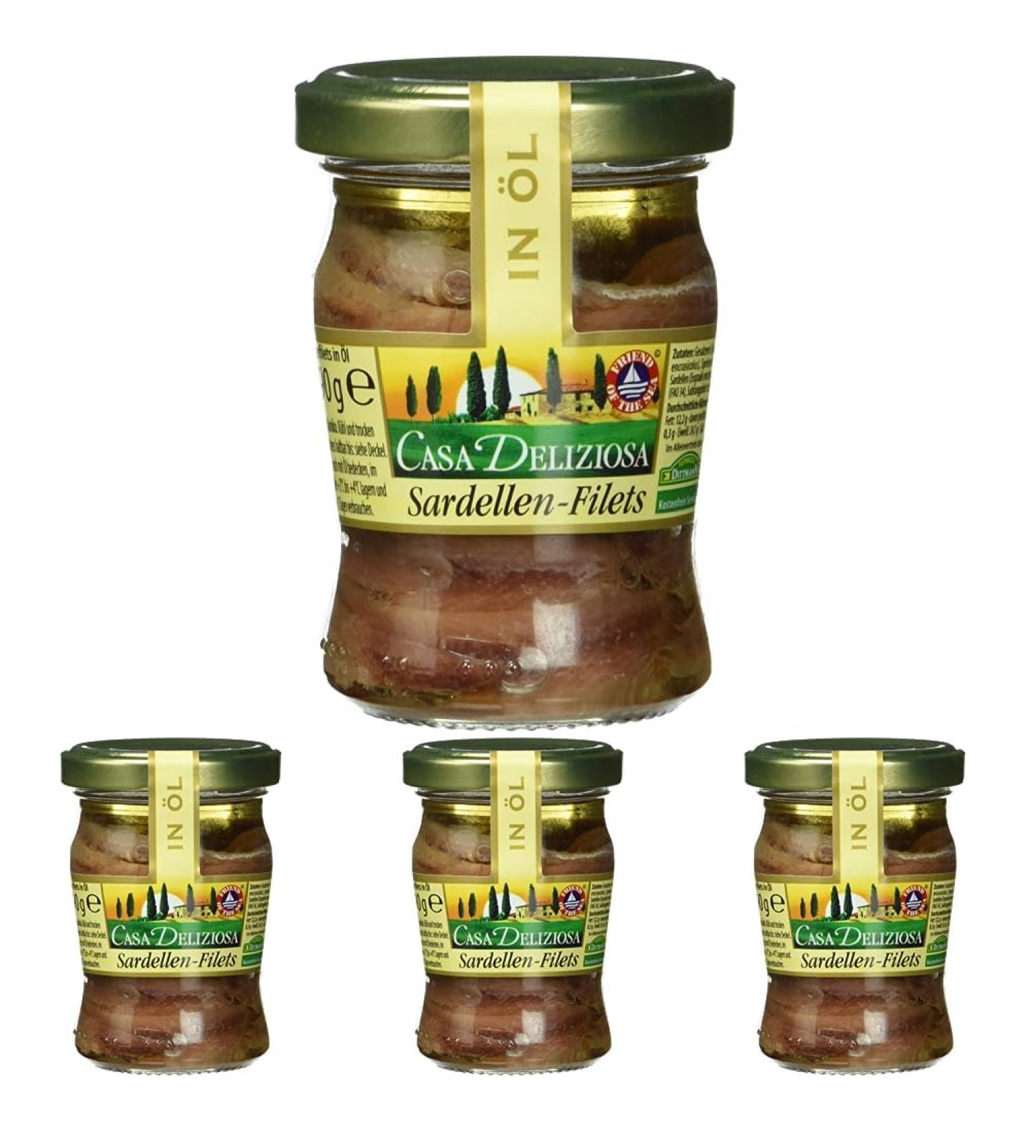 Buy Casa Deliziosa Anchovy Fillets in Oil - 90g Pack of 4 | Premium Quality International Shipping - Buy Online on GoSupps.com