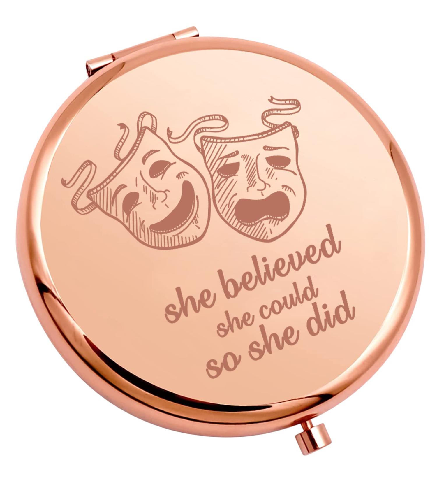 SEIRAA Theatre Drama Teacher Compact Mirror - Actress Gift Pocket Mirror - She Believed She Could - Buy Online on GoSupps.com