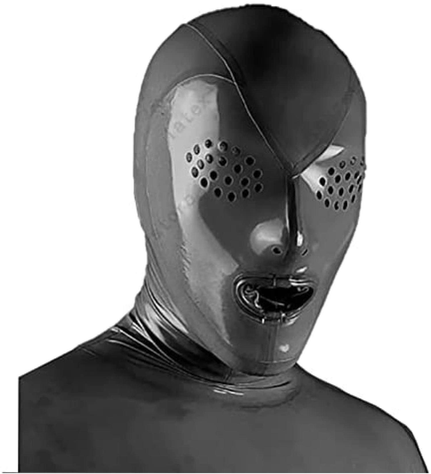 Latex Hood Grey Rubber Mask - Eye Honeycomb Opening & Mouth Guard | Large Size for International Shipping - Buy Online on GoSupps.com