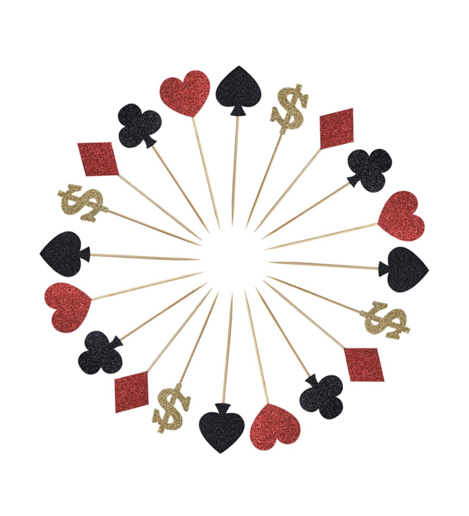 27pcs Heart Decor Casino Cupcake Toppers Heart Cupcake Topper Casino Cake Topper Paper Cake Topper Toothpick Poker Birthday Playing Cards Wooden Las Vegas Theme Cupcake Decoration/51 - Buy Online on GoSupps.com