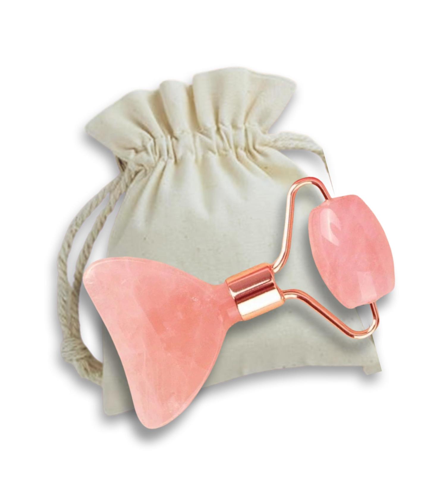 Hippie Girl Gua Sha Glow Roller - Rose Quartz Facial & Neck Massage Tool | Face Sculpting & Eye Massager - Buy Online on GoSupps.com