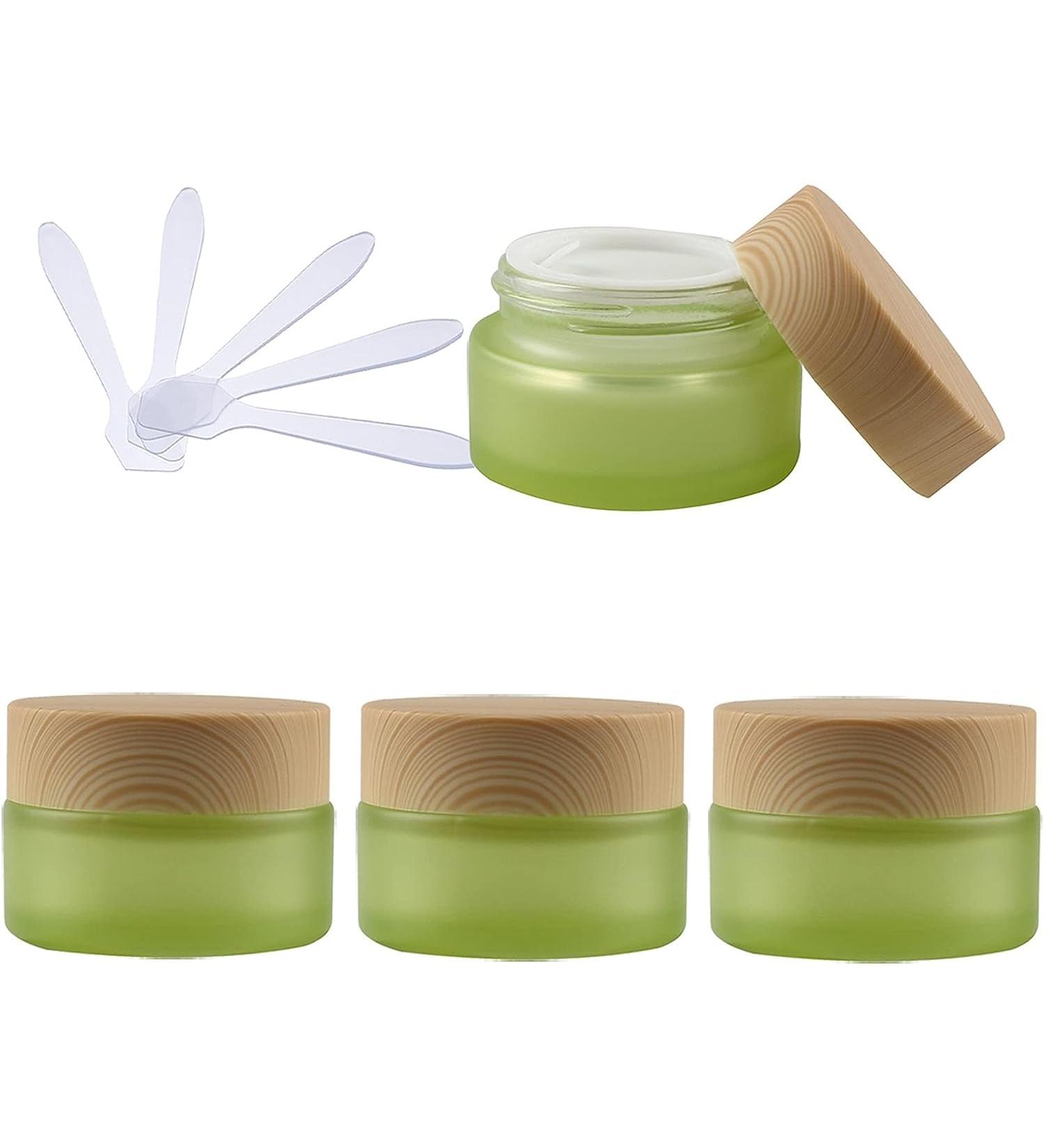 Plastic cosmetic jars empty jars 4 PC 50ml Empty Green Glass Cosmetic Jars with Screw Lid  50g Small Containers Storage Pot for Cosmetic Travel + 4X Spatula (Color : Groen Size : 20ml) (Color : Groe 20ml Groen - Buy Online on GoSupps.com