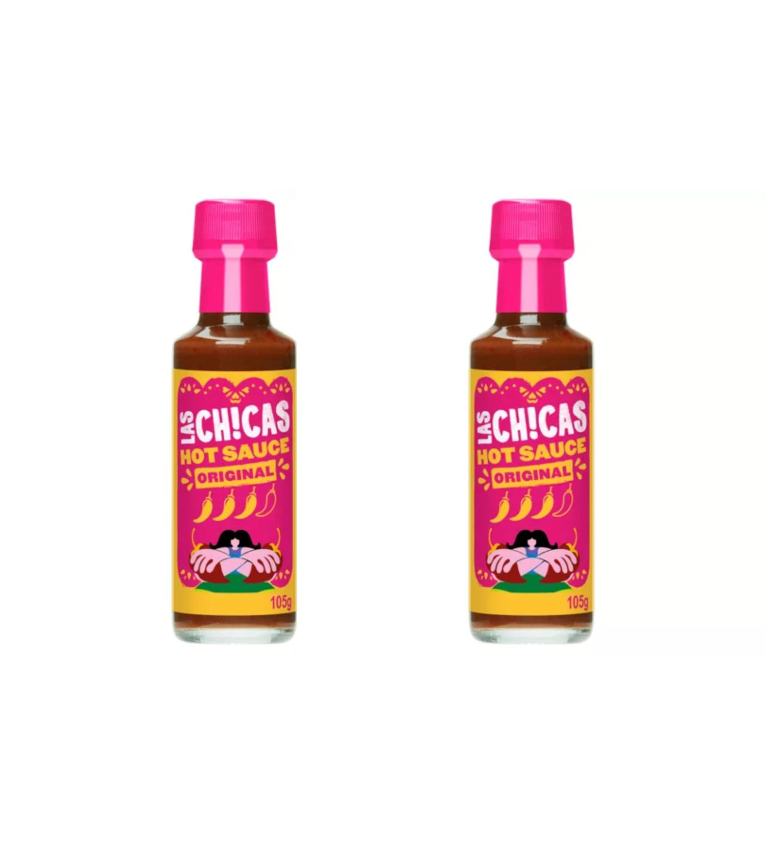 Las Chicas Original Mexican Hot Sauce 105g x2 Fierce Mexican Flavours. Chilli rating: 3/4. natural ingredients.