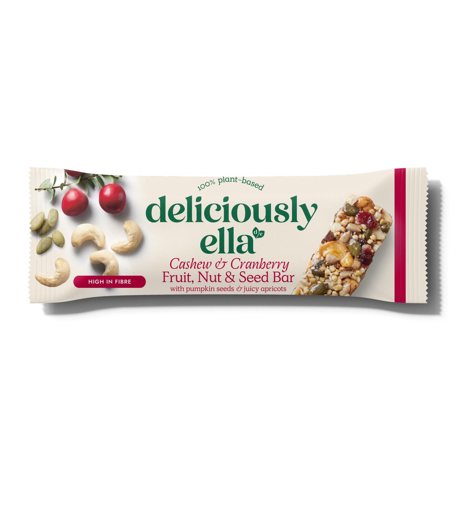 Deliciously Ella Cashew & Cranberry Bars - Gluten-Free Vegan Snack (12x40g) - Buy Online on GoSupps.com