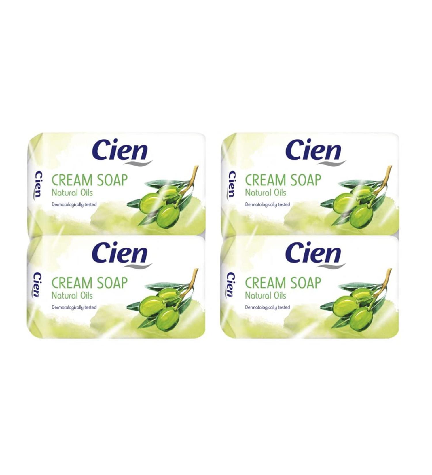Cien Cien Olive Oil Cream Soap Microplastic-free Vegan 4 x 150 g ( 600 g) Pack of 4