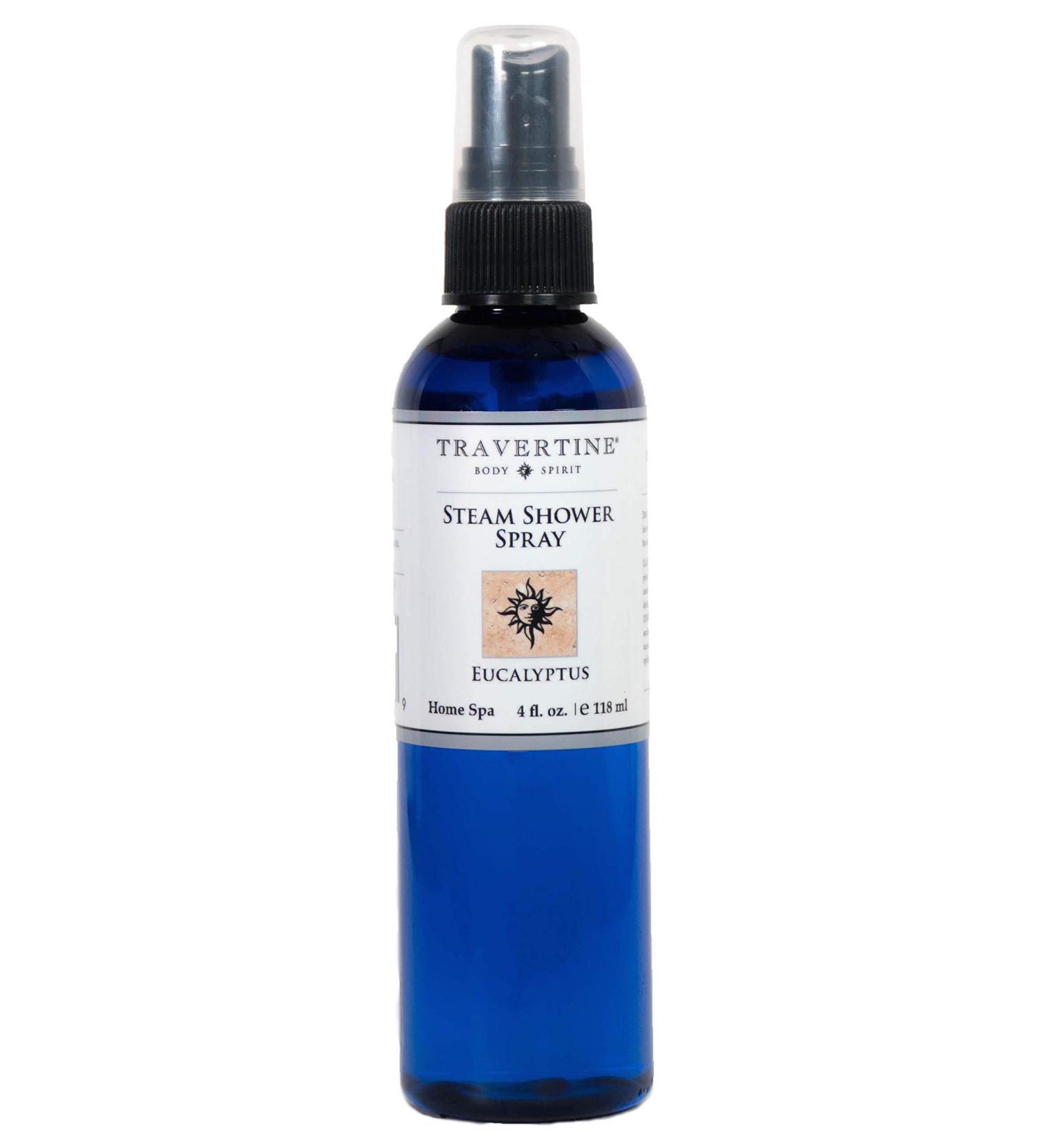Travertine Spa Eucalyptus Shower Spray - 100% Natural Steam Room Aromatherapy for Sinus Relief - 4 fl oz - Buy Online on GoSupps.com