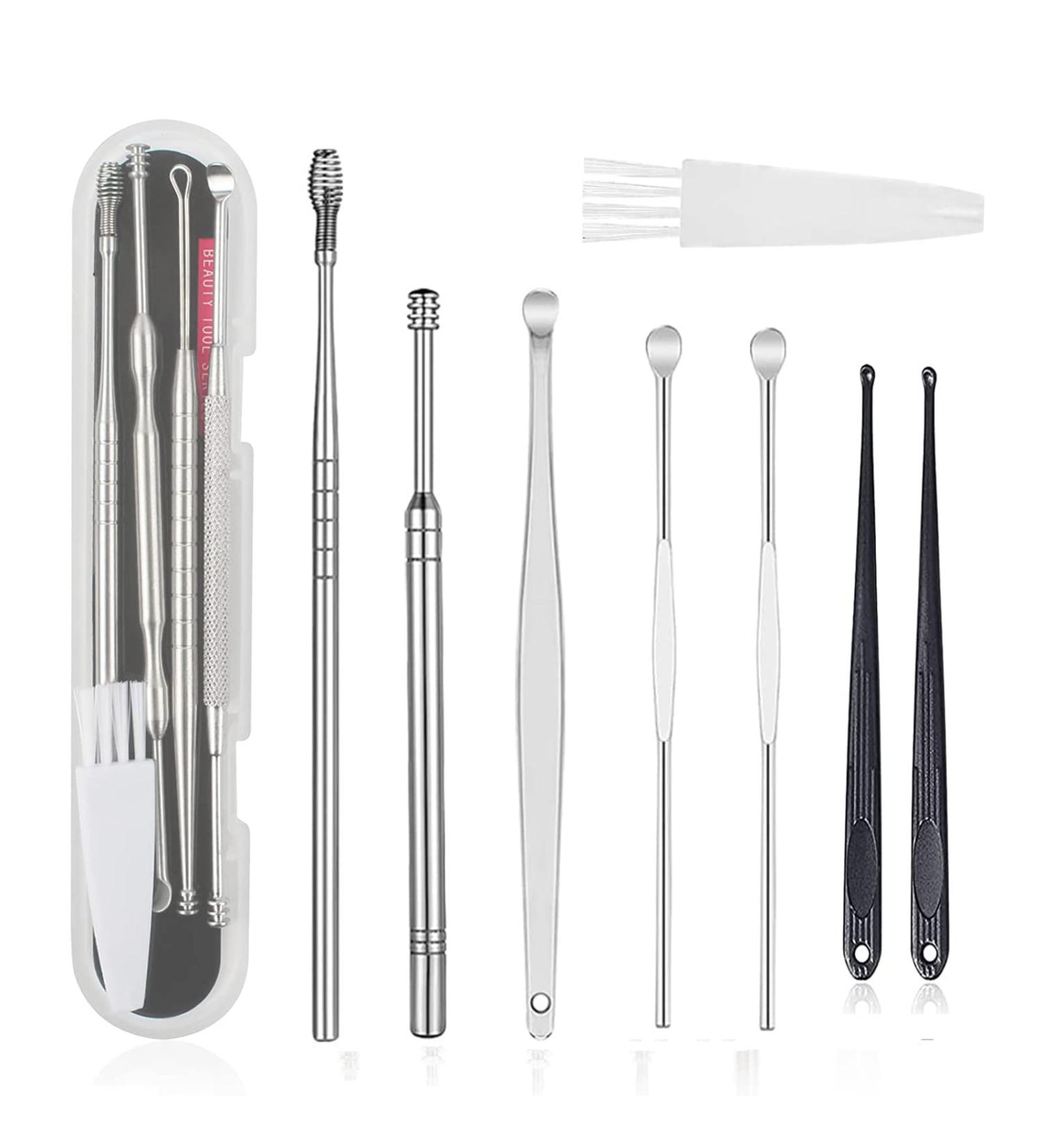 NBEW Ear Pick Earwax Removal Kit  Ear Cleaning Tool Set  Ear Curette Ear Wax Remover Tool with a Storage Box (8 PC)