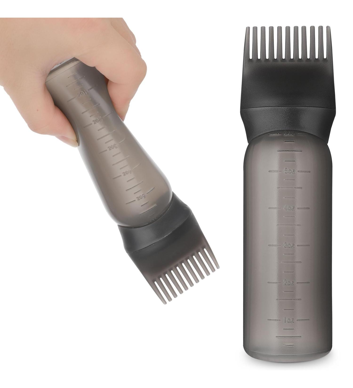 WLLHYF Root Comb Applicator Bottle 6 Ounce Hair Oil Applicator 1 Pack Applicator Bottle Brush with Graduated Scale Hair Root Comb Color Applicator for Hair Dye (Black) - Buy Online on GoSupps.com