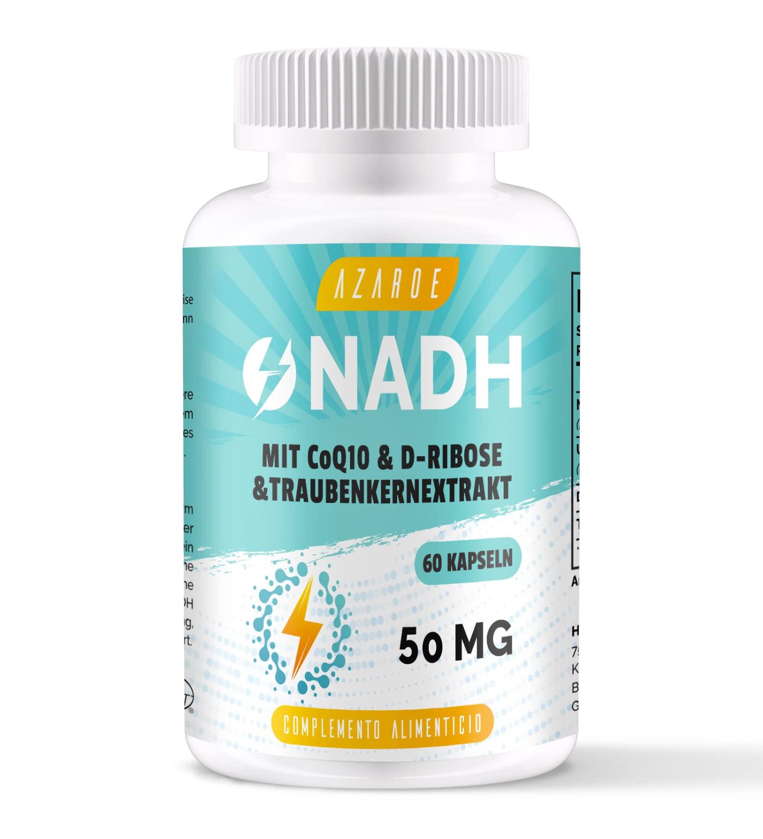 Buy NADH 50MG with Coenzyme Q10 - High-Dose Energy & Antioxidant Support 60 Capsules - International Shipping Available - Buy Online on GoSupps.com
