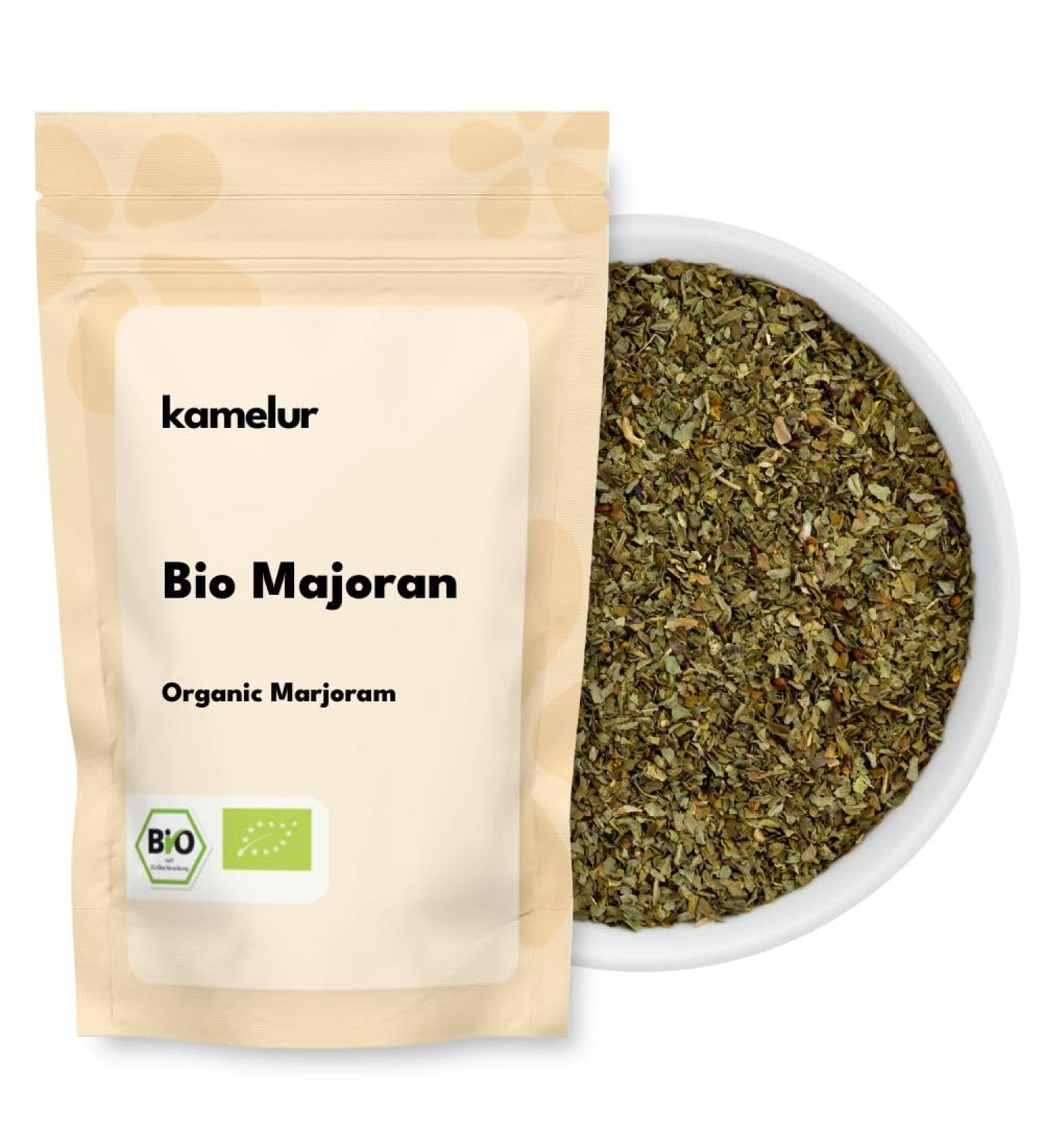  Kamelur 250g of dried and grated organic marjoram - organic aromatic spice - ideal for seasoning bratwurst sausages - in biodegradable packaging - Buy Online on GoSupps.com