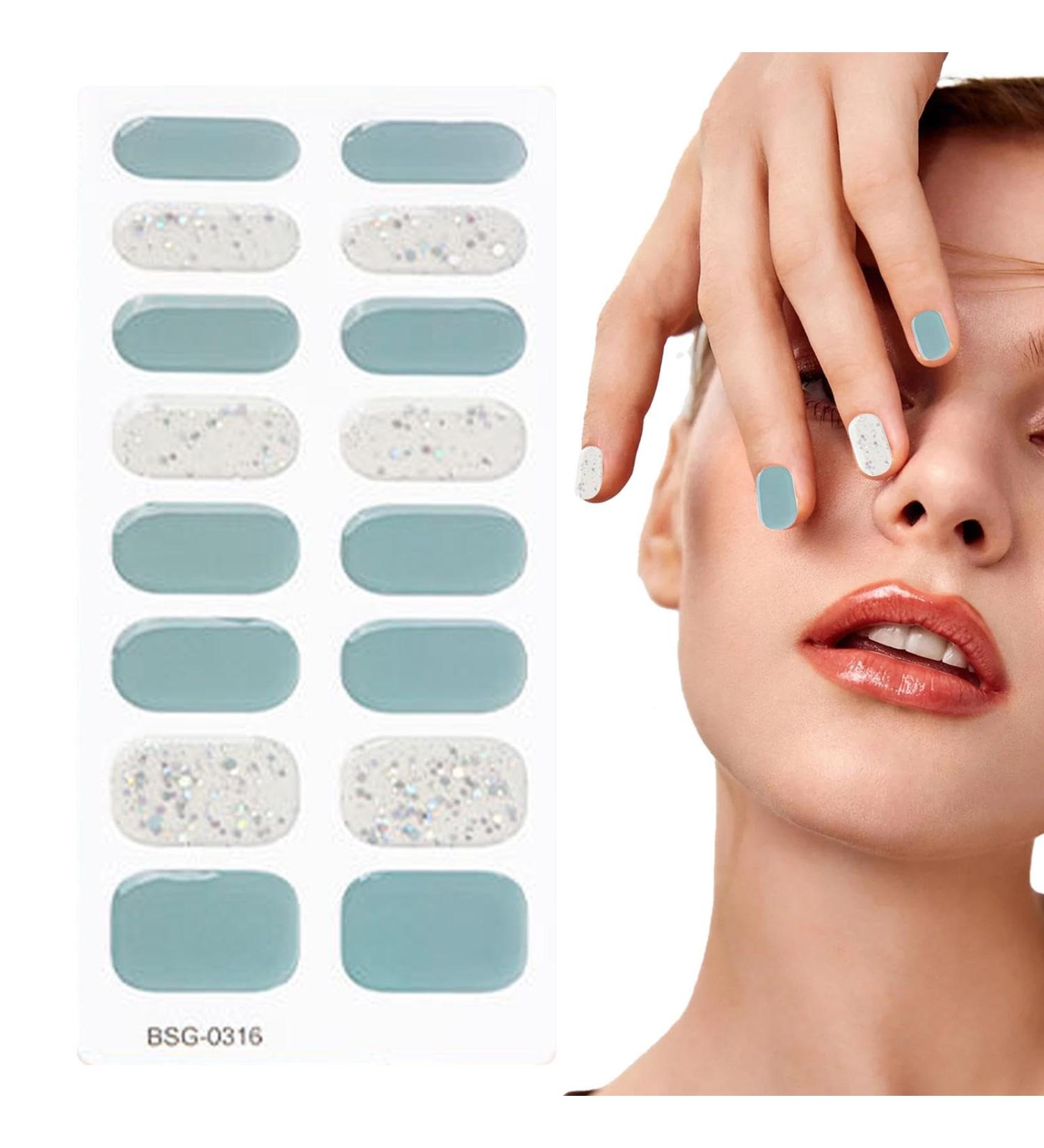 Semi Cured Gel Nail Stickers Set Natural Gloss Gel Nail Strips | Full Nail Wraps for Women Nails Art Fingernail Manicure Stickers Long Lasting Easy to Apply Adhesion - Buy Online on GoSupps.com