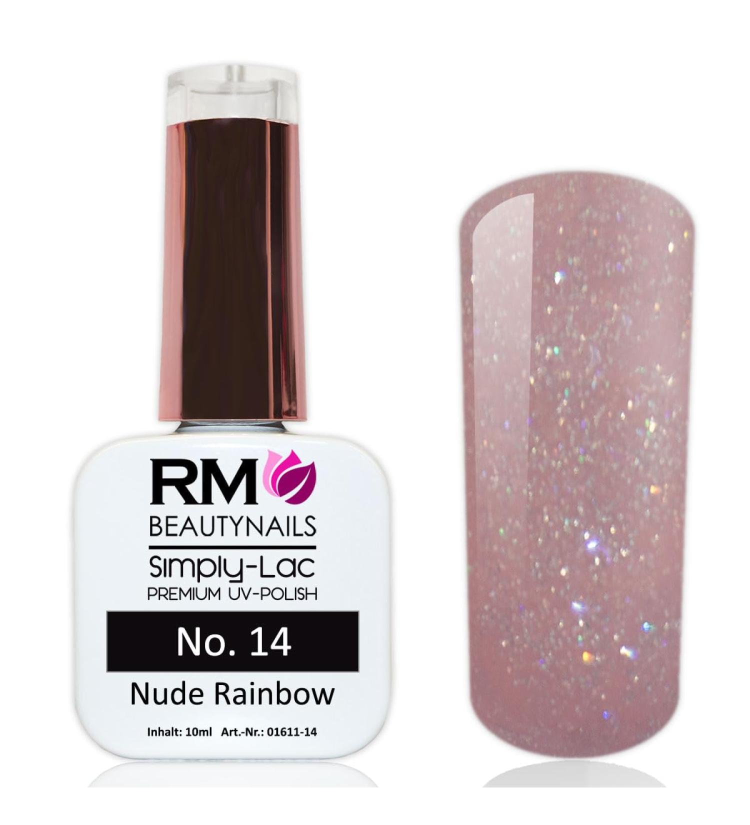 Simply-Lac UV Polish No. 14 Nude Rainbow Glitter - 10ml UV Nail Gel | RM Beautynails | International Shipping Available - Buy Online on GoSupps.com
