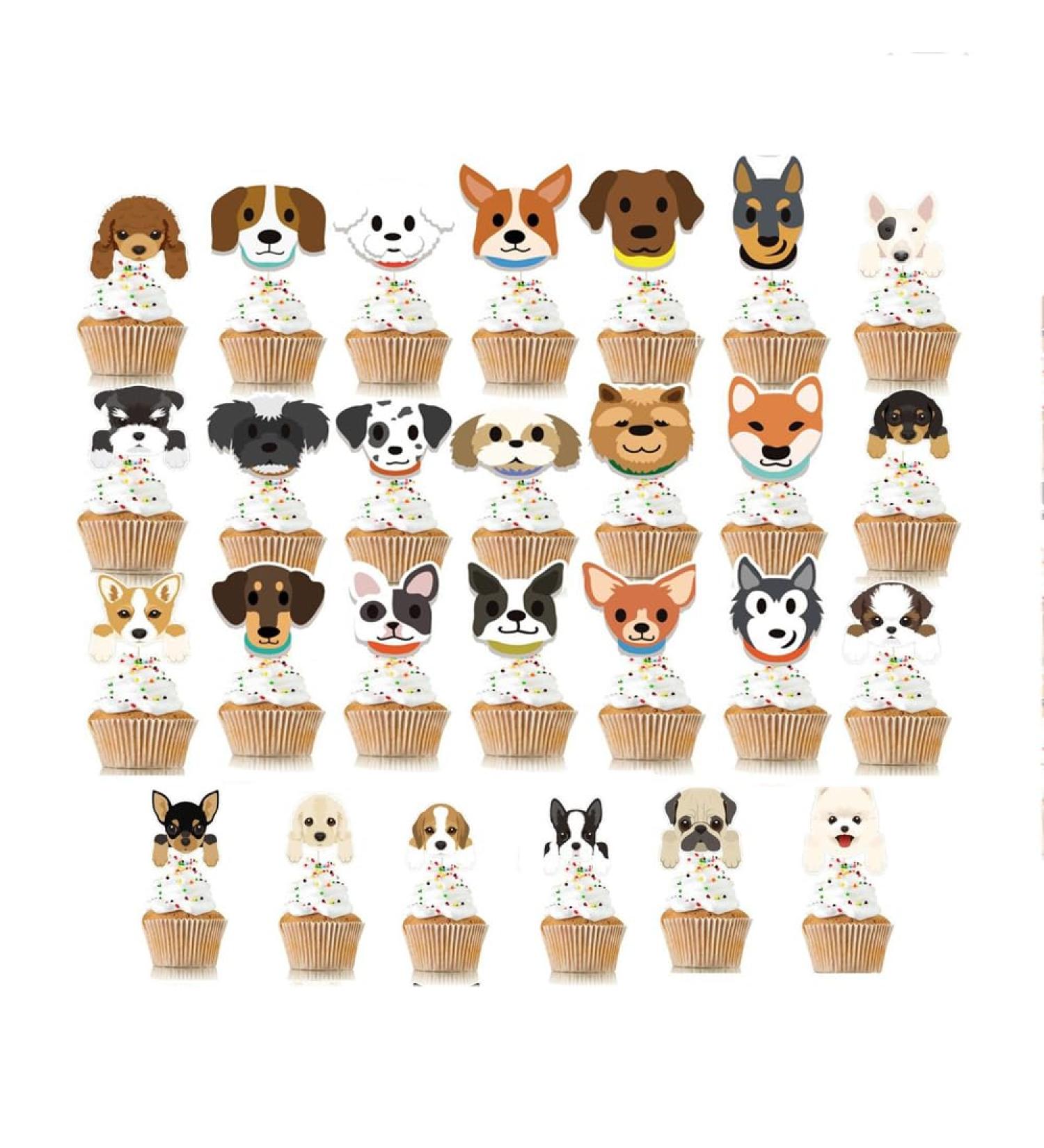 Leadigol Dog Dessert Cupcake Topper Pick Birthday Party Decoration Puppy Dog Theme Cupcake Toppers Cute Party Supplies Dog Puppy Cupcake Topper - Buy Online on GoSupps.com