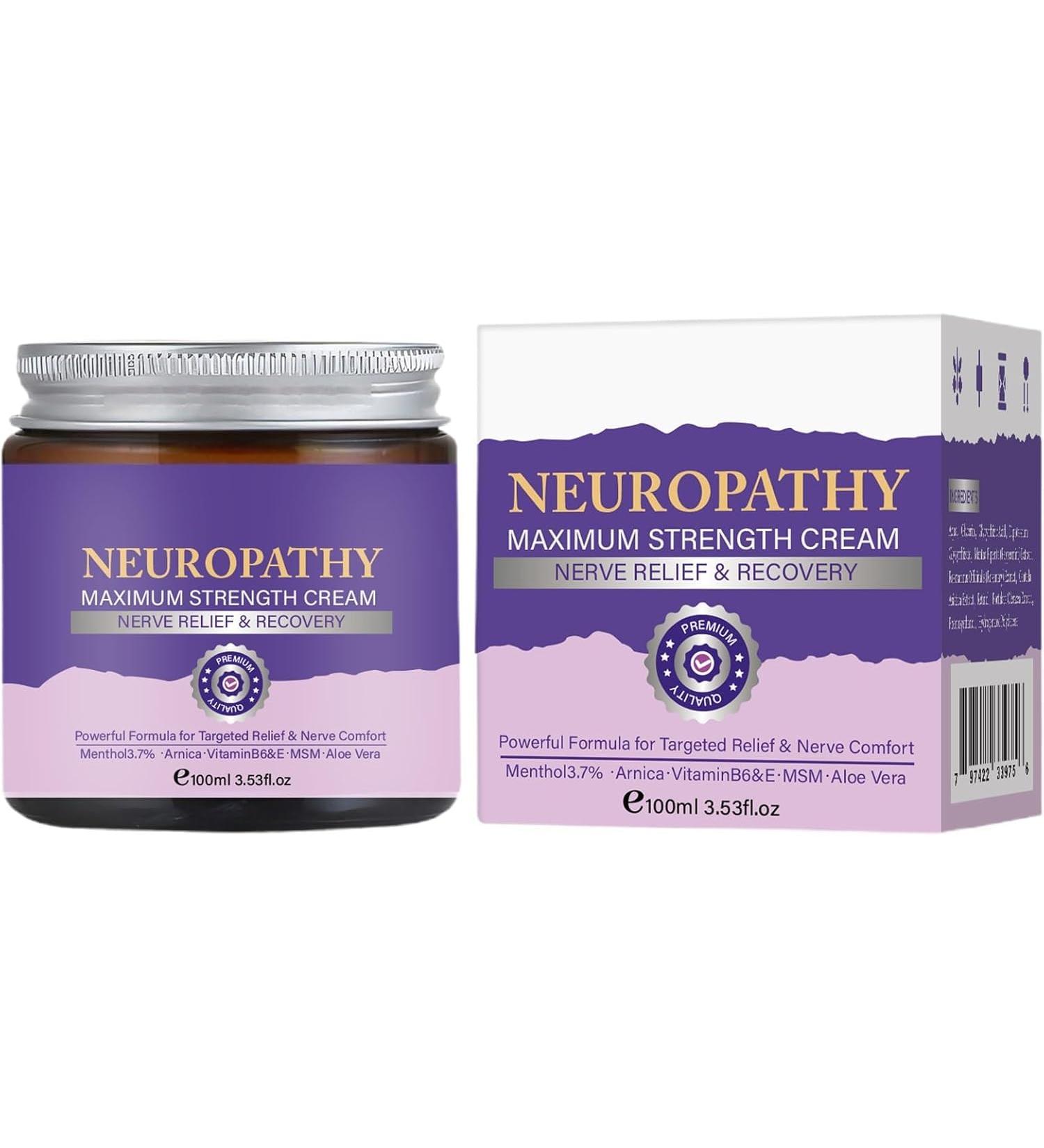Neuropathy Maximum Strength Cream 238g Body Lotion for Feet and Hands Nourishing Skin Butter Moisturizing Balm for Women and Men 100ml 1Pcs - Buy Online on GoSupps.com