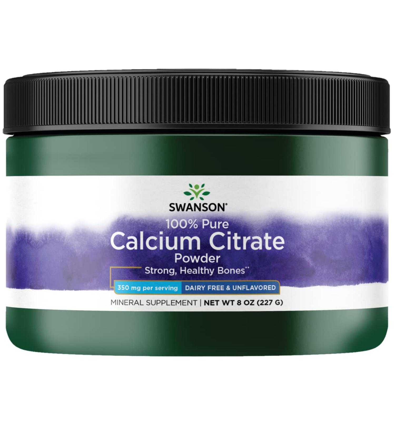 Swanson 100% Pure Dairy-Free Calcium Citrate Powder 8 oz (227g) - Natural Source of Calcium - Buy Online on GoSupps.com