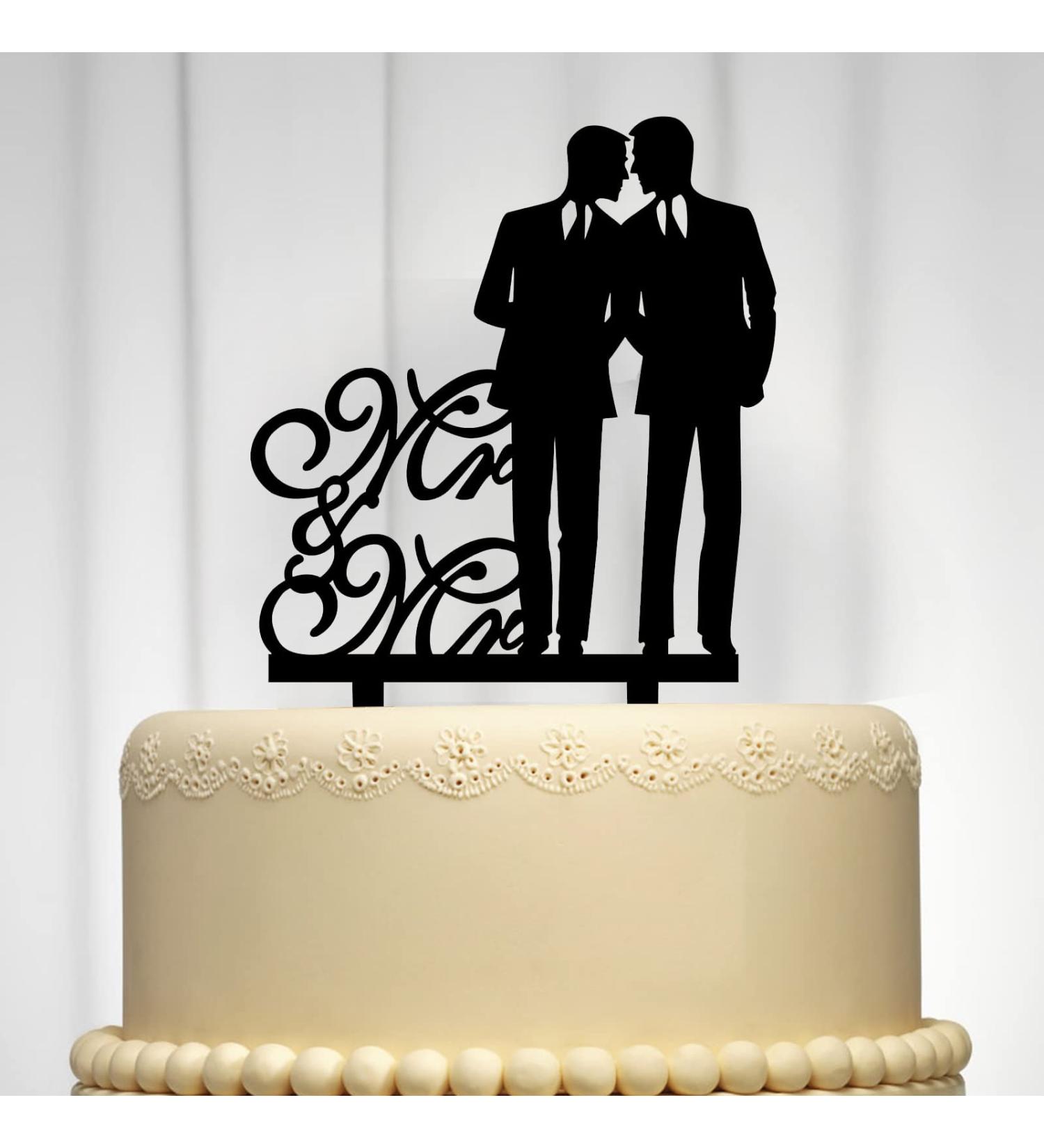 Mr & Mr Cake Topper for Men Gay Men Wedding Cake Topper Pride Cake Topper Wedding Cake Decor Gay Wedding Decorations for Men Gay Engagement Anniversary Party - Buy Online on GoSupps.com