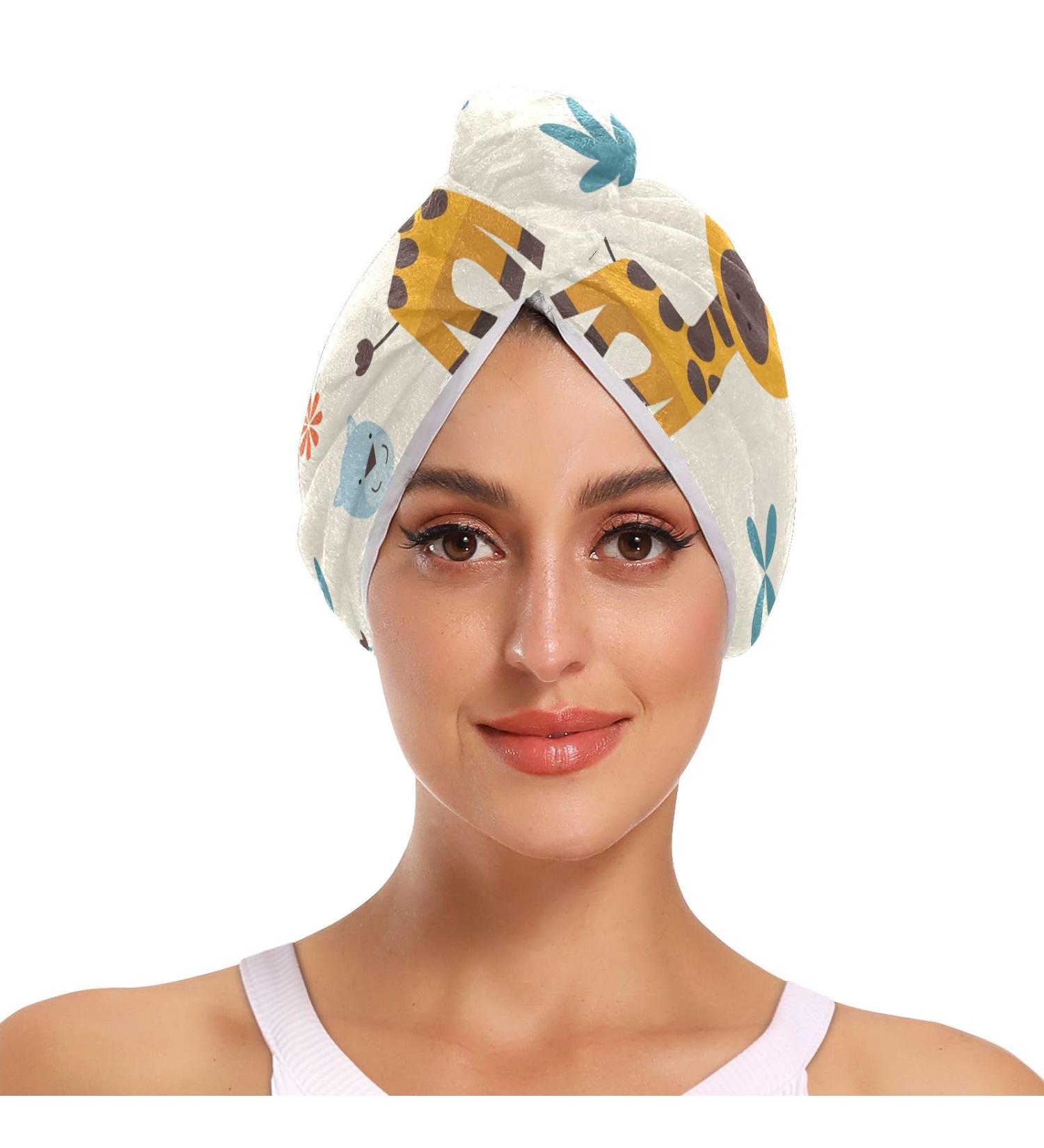 Clever Animals Hair Towel 2 Pack | Super Absorbent Quick Dry Hair Turbans for Women & Girls - Buy Online on GoSupps.com