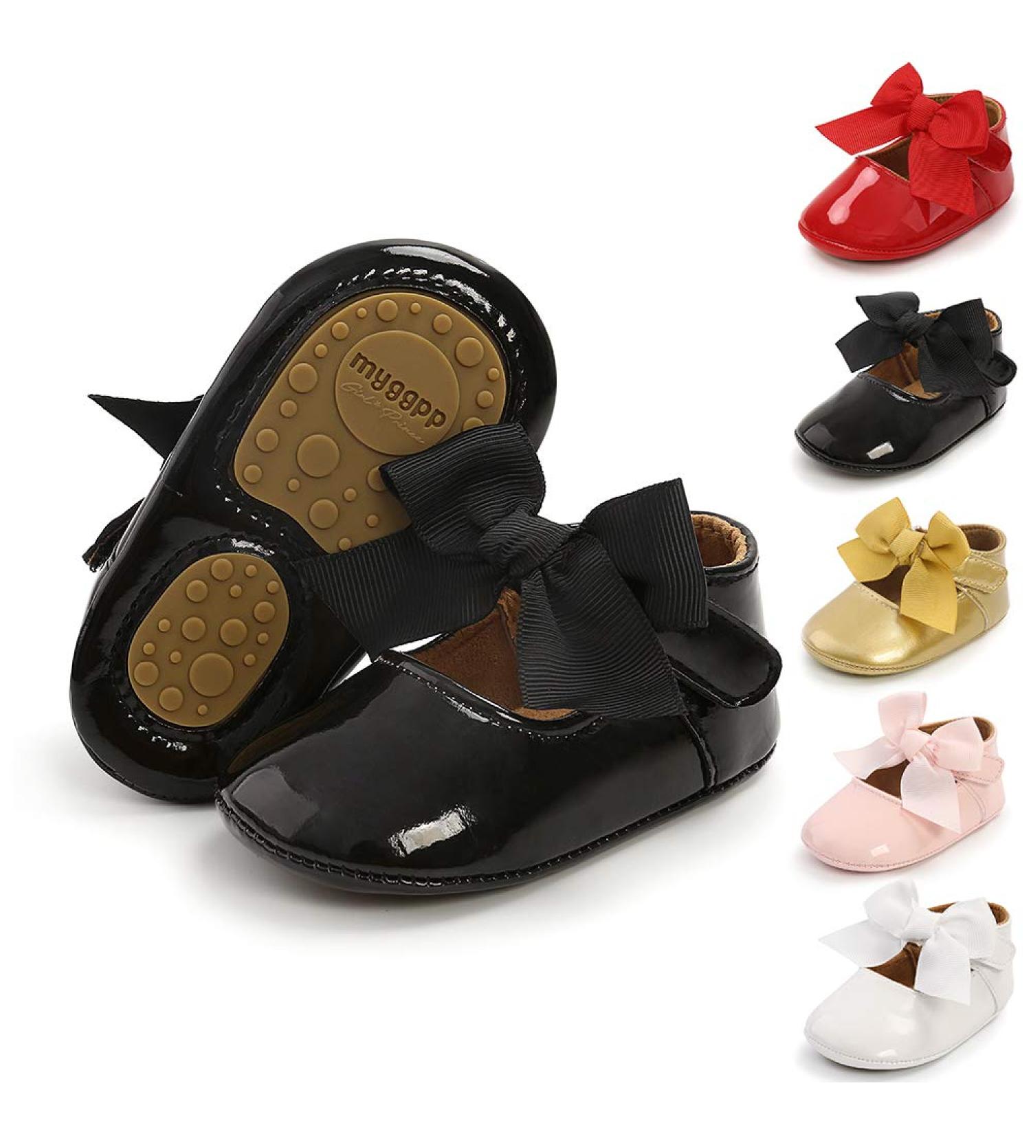 Sonsage Baby Girls Bowknot Mary Jane Ballet Flats | Anti-Slip Sole | 0-6 Months | Black - Buy Online on GoSupps.com