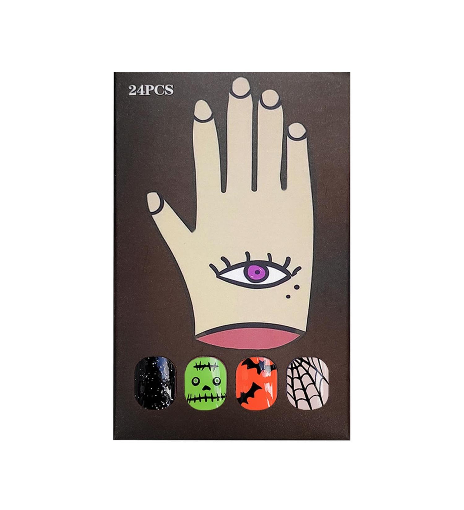 Uitseld Halloween Press On Nails - Full Glossy Nails For Women | Artificial Nails Decorations Short Square Fake Nails Halloween Ghost Press On Nails Natural & Fit False Nails - Buy Online on GoSupps.com