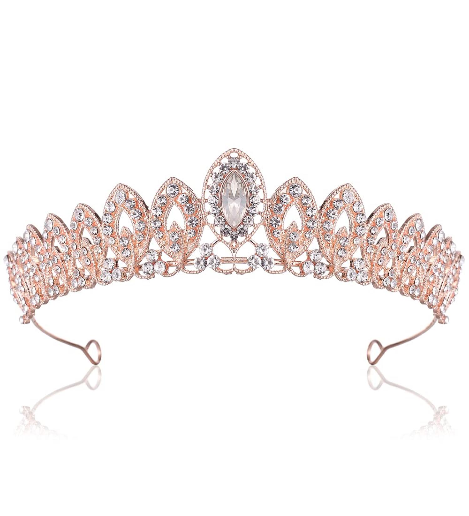 Rose Gold Rhinestone Crystal Tiara Crown for Women - Ideal for Birthday, Pageant, Wedding, or Prom - Buy Online on GoSupps.com