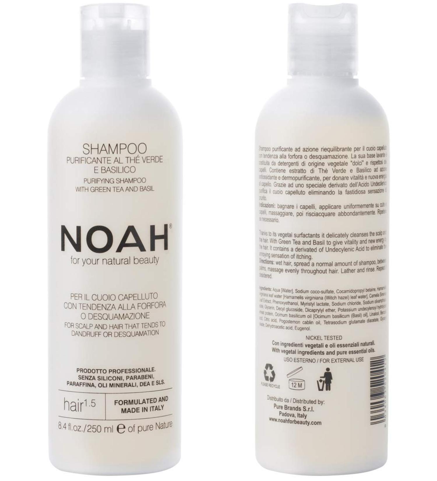 Noah Hair 1.5 Purifying Shampoo - Organic Green Tea & Basil Shampoo | Natural Dandruff Solution | 8.5 fl. oz - Buy Online on GoSupps.com