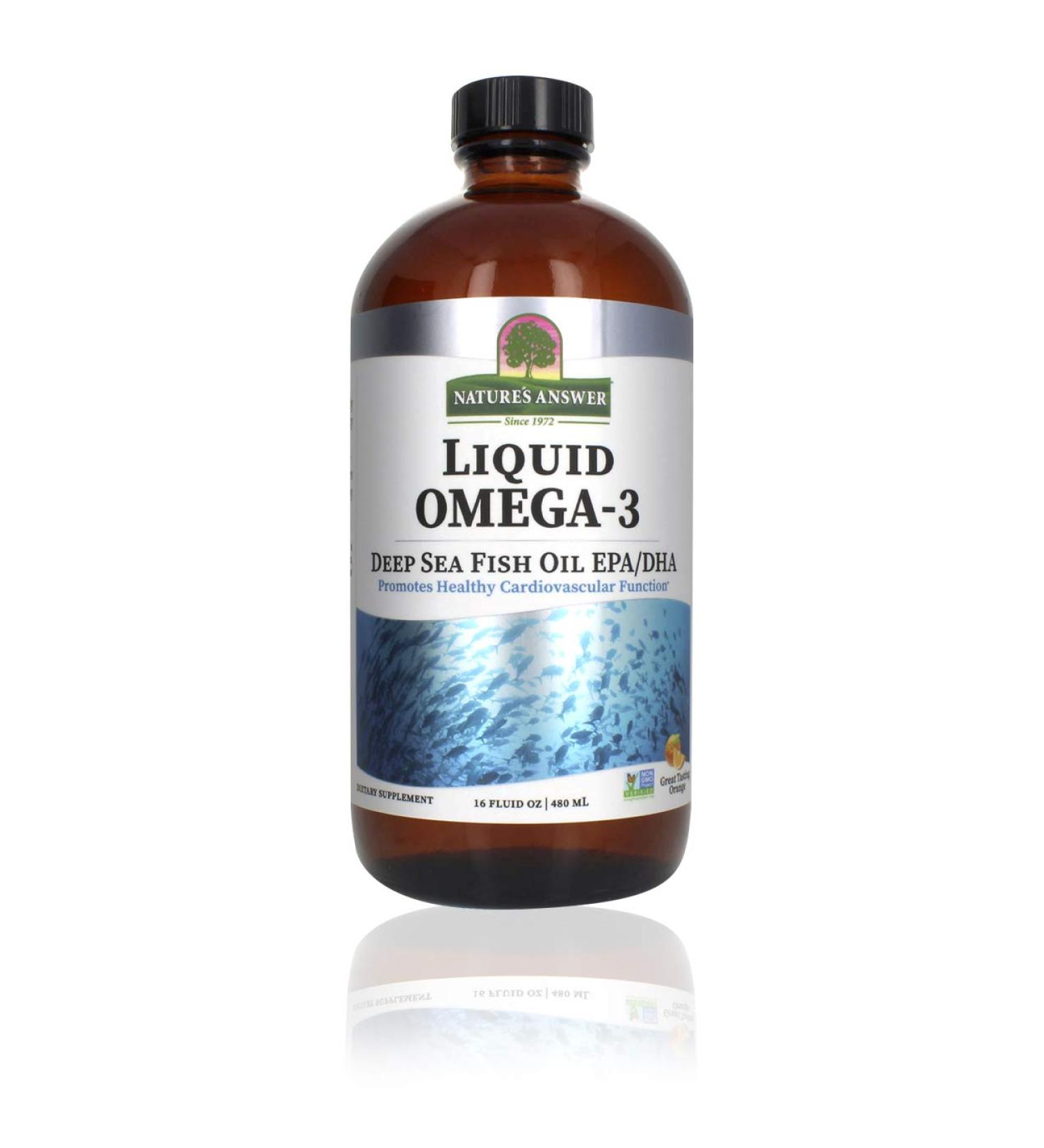 Nature's Answer Liquid Omega-3 | EPADHA Fish Oil Supplement | 16oz Cardiovascular Support - Gluten-Free & Preservative-Free - Buy Online on GoSupps.com