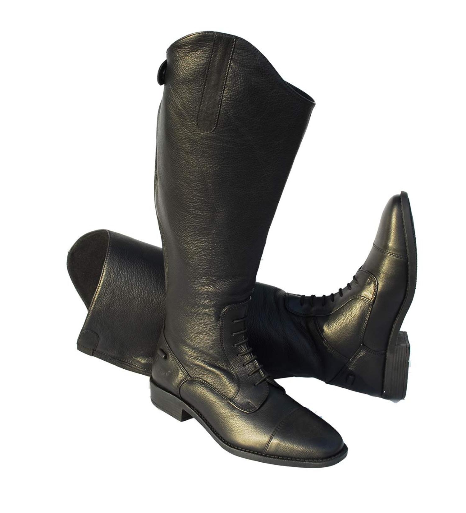 Rhinegold XW Luxury Leather Lace Up Riding Boots Size 3 - Extra Wide Black | International Shipping Available - Buy Online on GoSupps.com