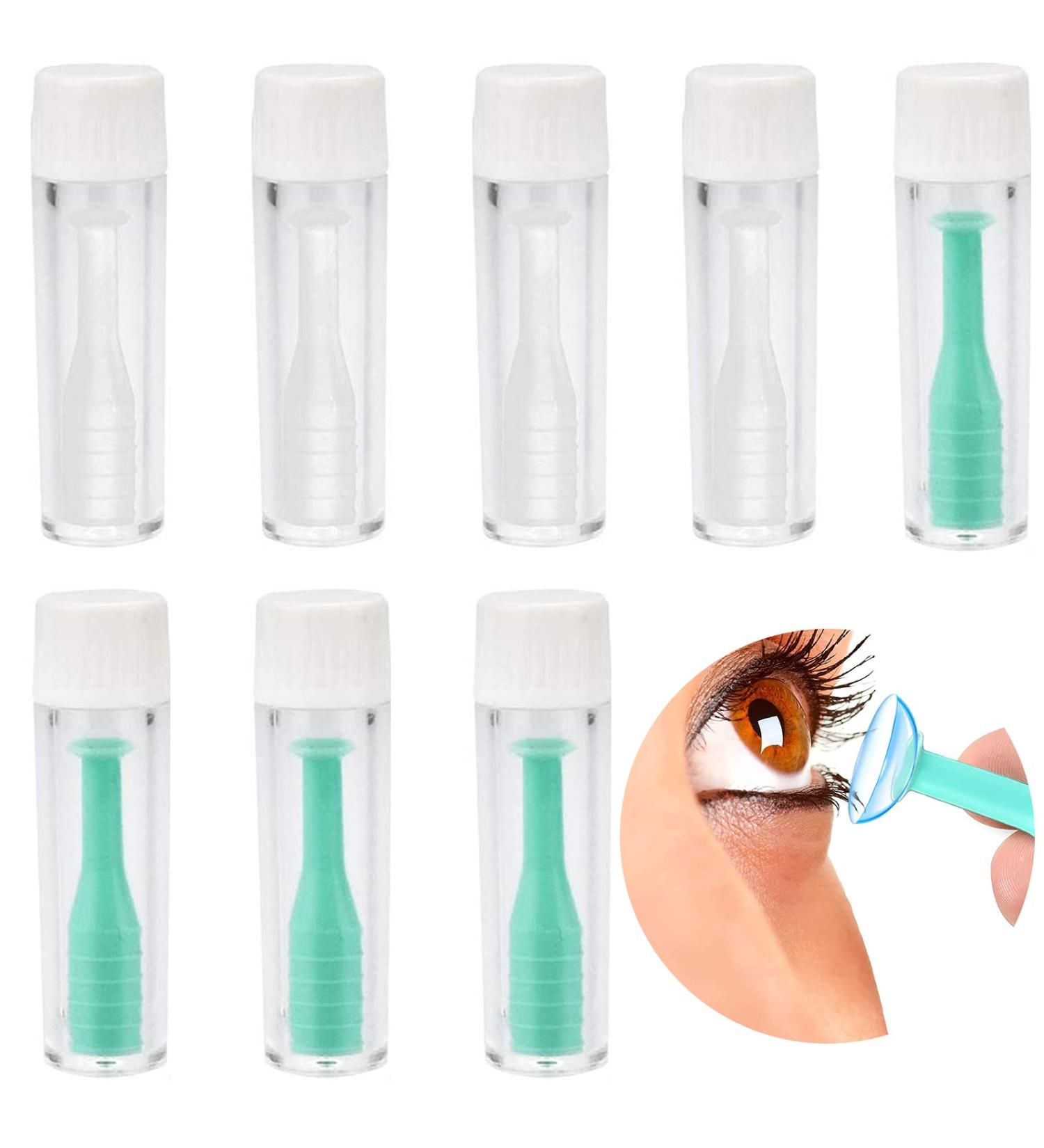 8-Piece Silicone Contact Lens Inserters & Cleaner Kit - Hard/Soft Lens Storage Case (Green/White) - International Shipping - Buy Online on GoSupps.com
