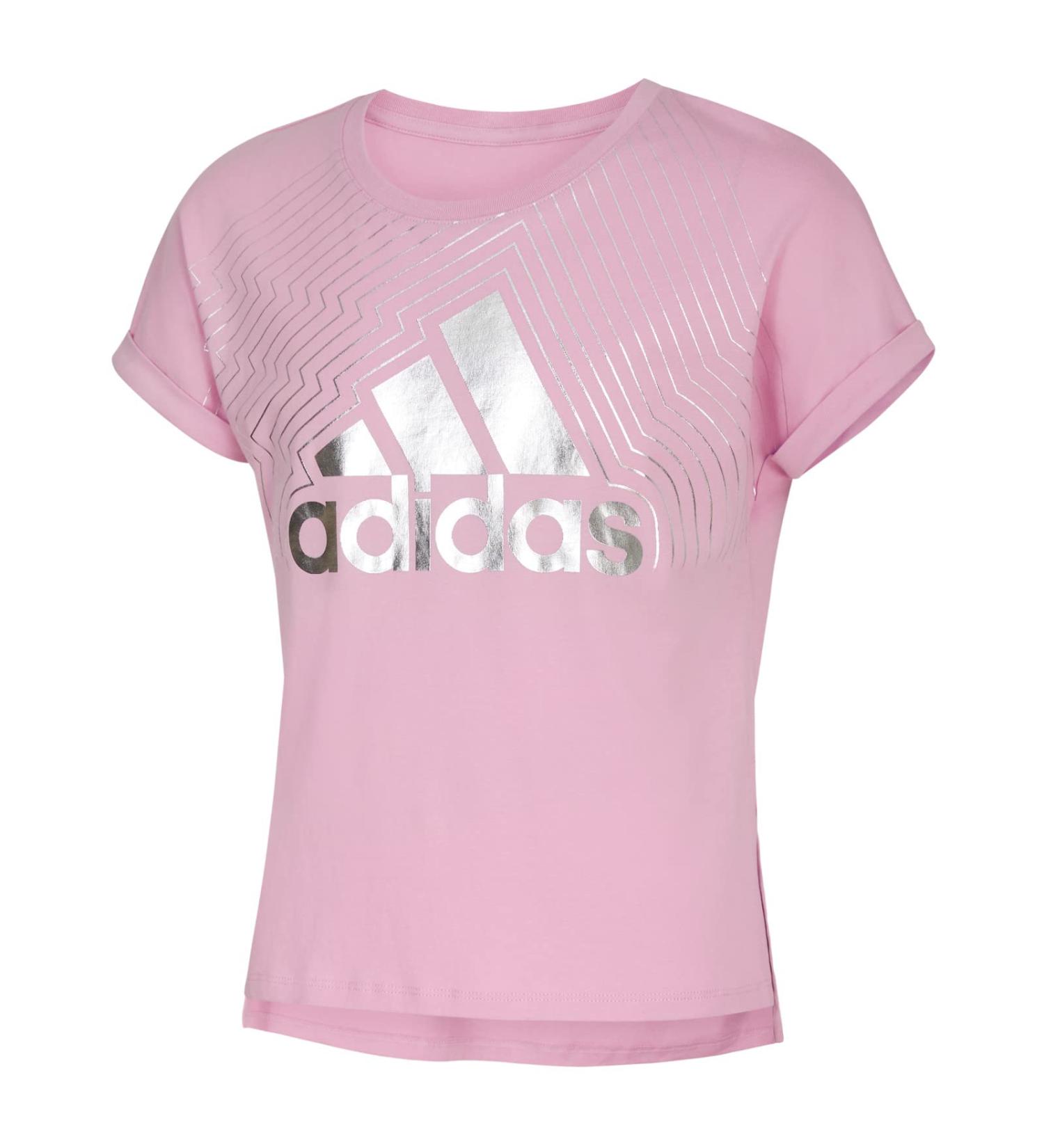 adidas Girls' Short Sleeve Side Slit Tee T-Shirt - Medium Clear Lilac - Buy Online on GoSupps.com