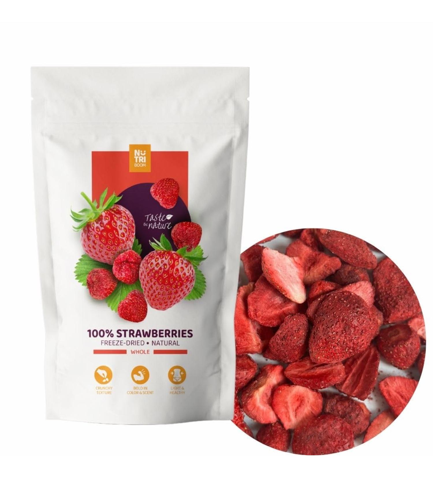 Freeze Dried Strawberries (Fraises lyophilis es) - 100% Natural No Added Sugar Crunchy and Delicious Healthy Snack (35g 100g 300g) (100g pack) - Buy Online on GoSupps.com