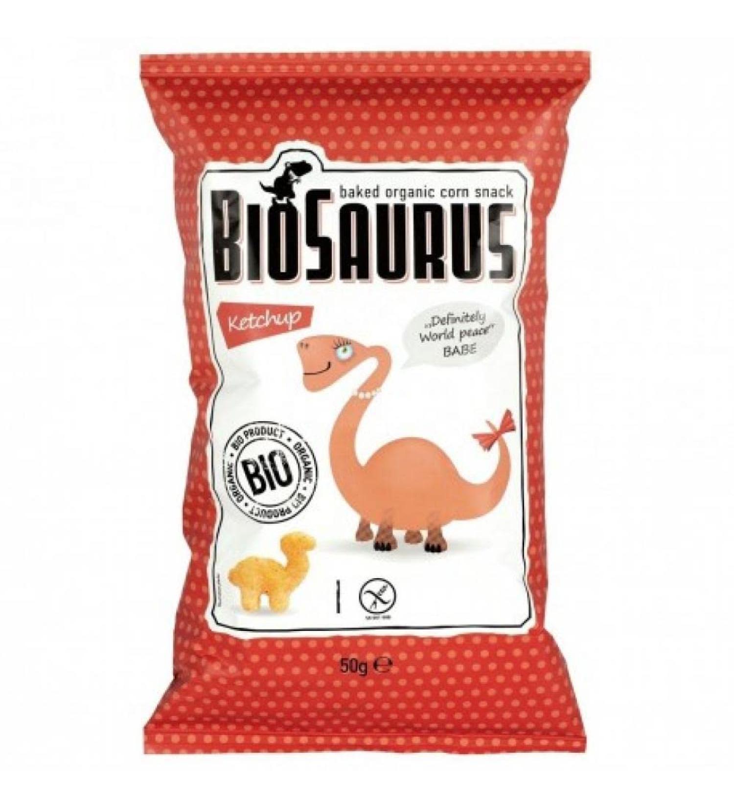 Biosaurus Organic Corn Snack Cooked Ketchup 50 g