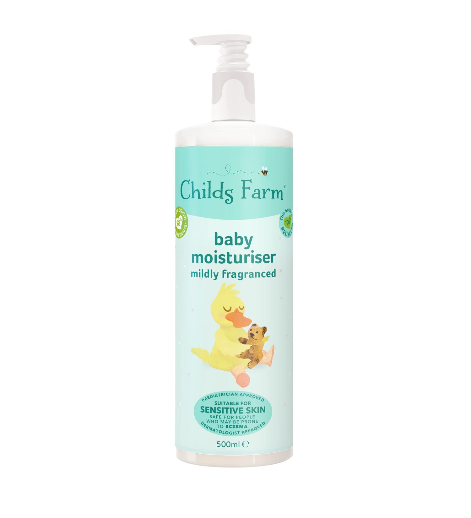 Childs Farm Baby Moisturiser 500ml - Mildly Fragranced for Newborns and Upwards with Sensitive Skin | Contains Shea and Cocoa Butter | Ideal for Eczema Prone Skin - Buy Online on GoSupps.com