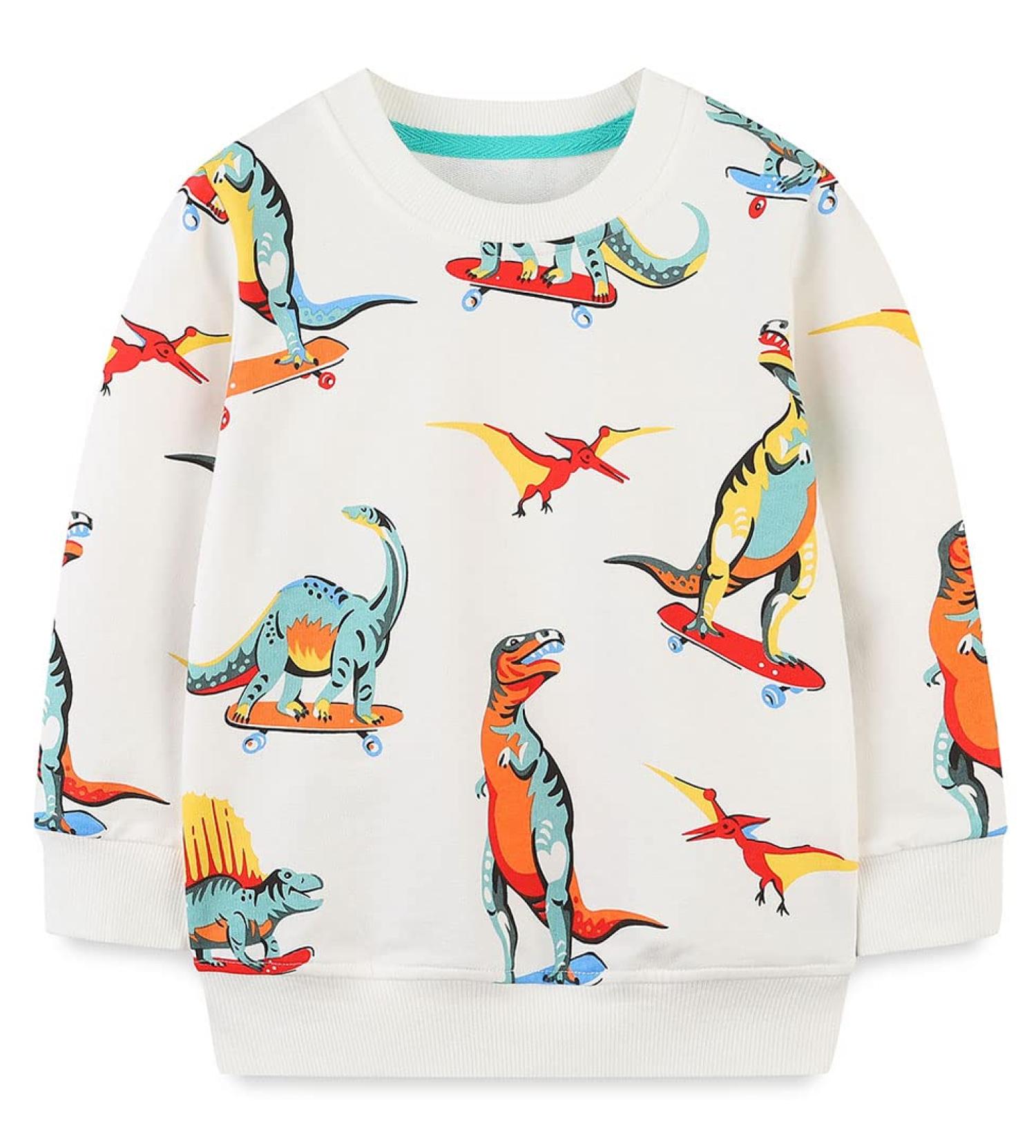 Dinosaur Boys Sweatshirt | Kids Cotton Jumper | Toddler Long Sleeve Pullover | Baby Clothes 1-8 Years | 5-6 Years Dinosaur 06 - Buy Online on GoSupps.com