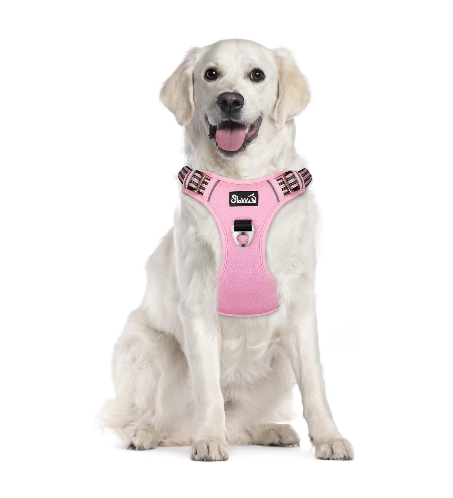 Eyin Large Dog Harness - Adjustable Breathable Reflective & Padded for Daily Training | Pink (L) - Neck 42-60cm Chest 47-86cm - Buy Online on GoSupps.com