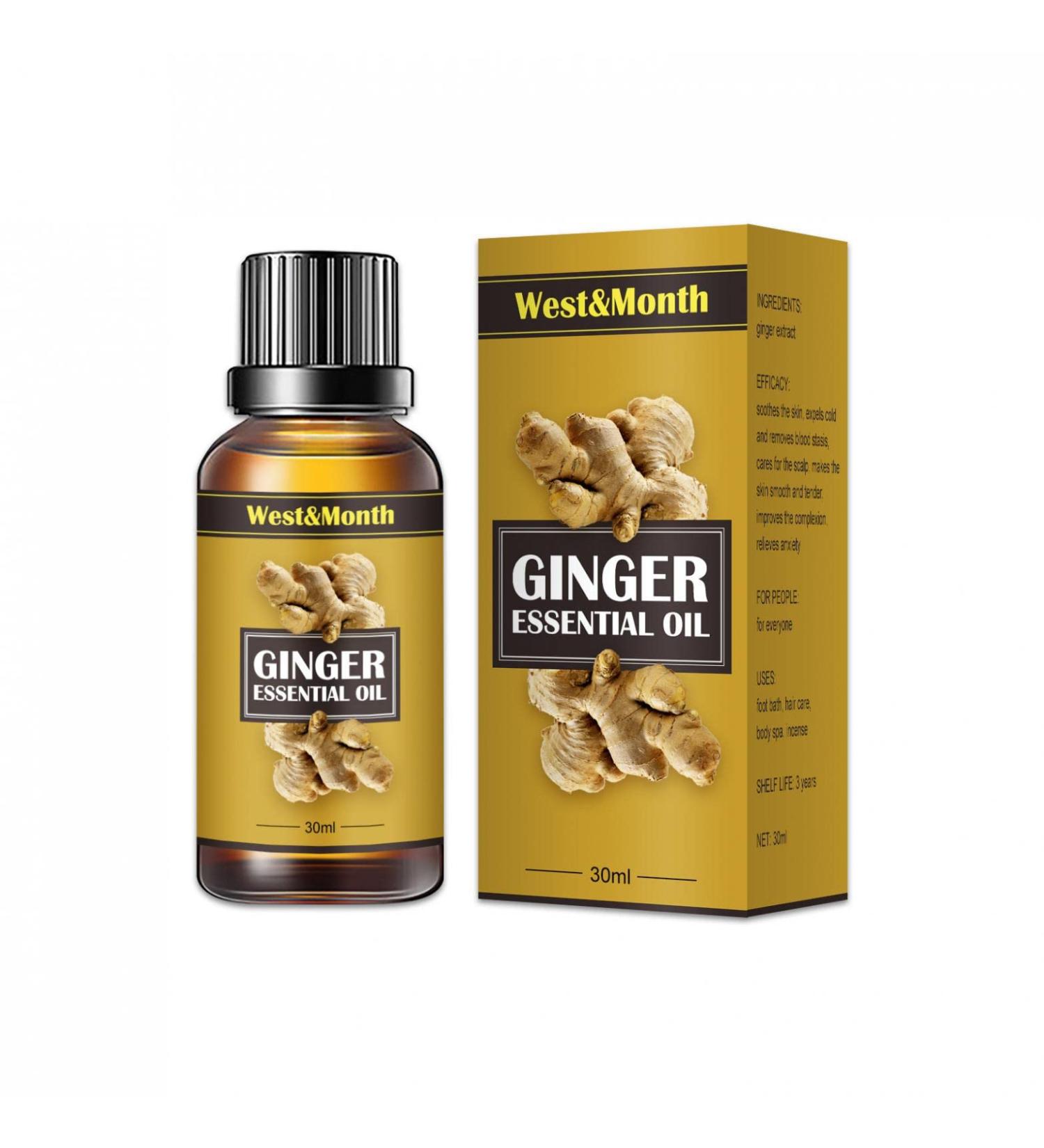 100% Natural Ginger Oil - Spa Massage Essential Oil for Lymphatic Drainage & Hair Care - Buy Online on GoSupps.com