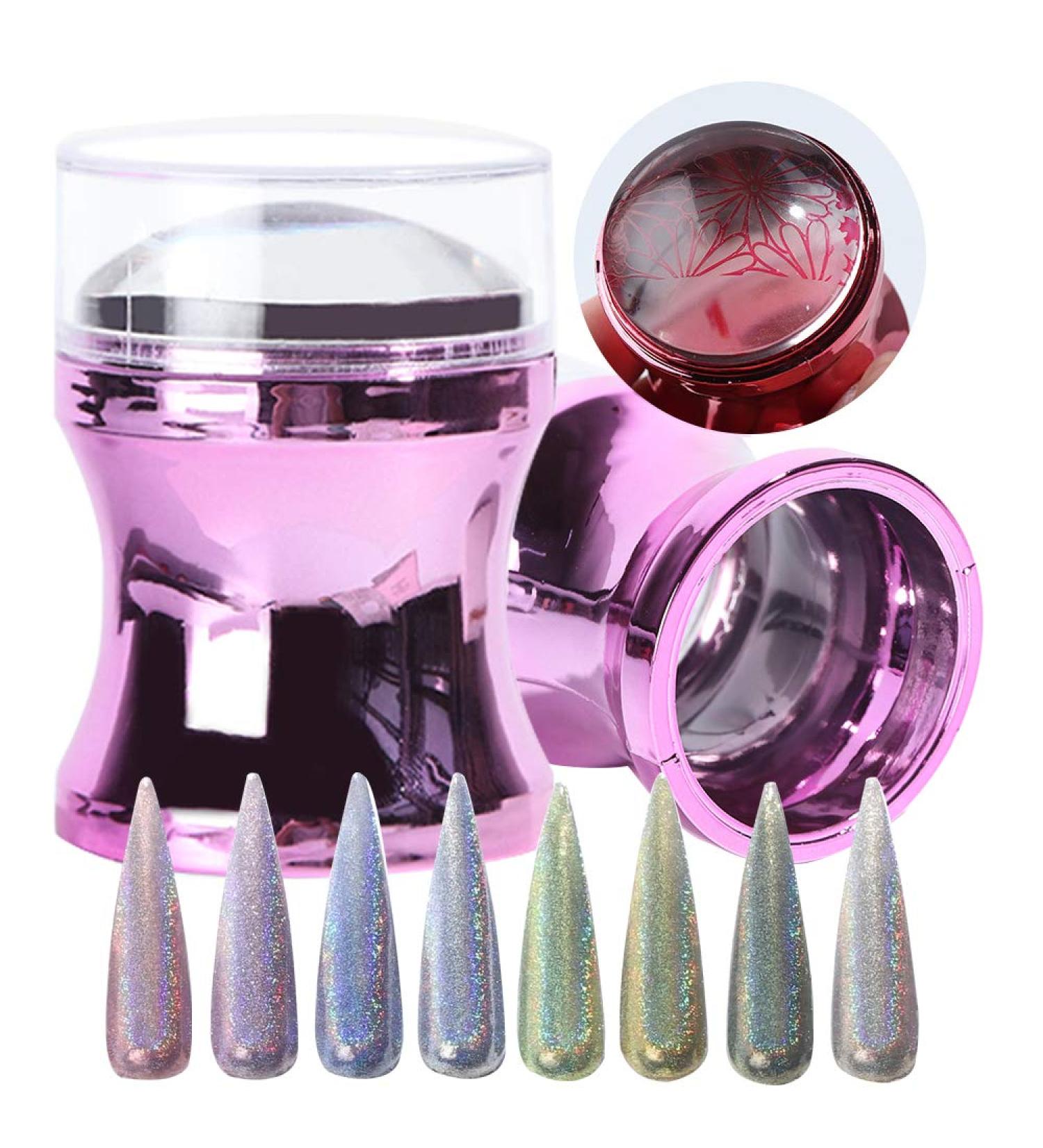 Buy 1 Set Nail Art Stamper & Stencils - Clear Silicone Jelly Tool for Women | 3D Nail Art Supplies - Purple - Buy Online on GoSupps.com