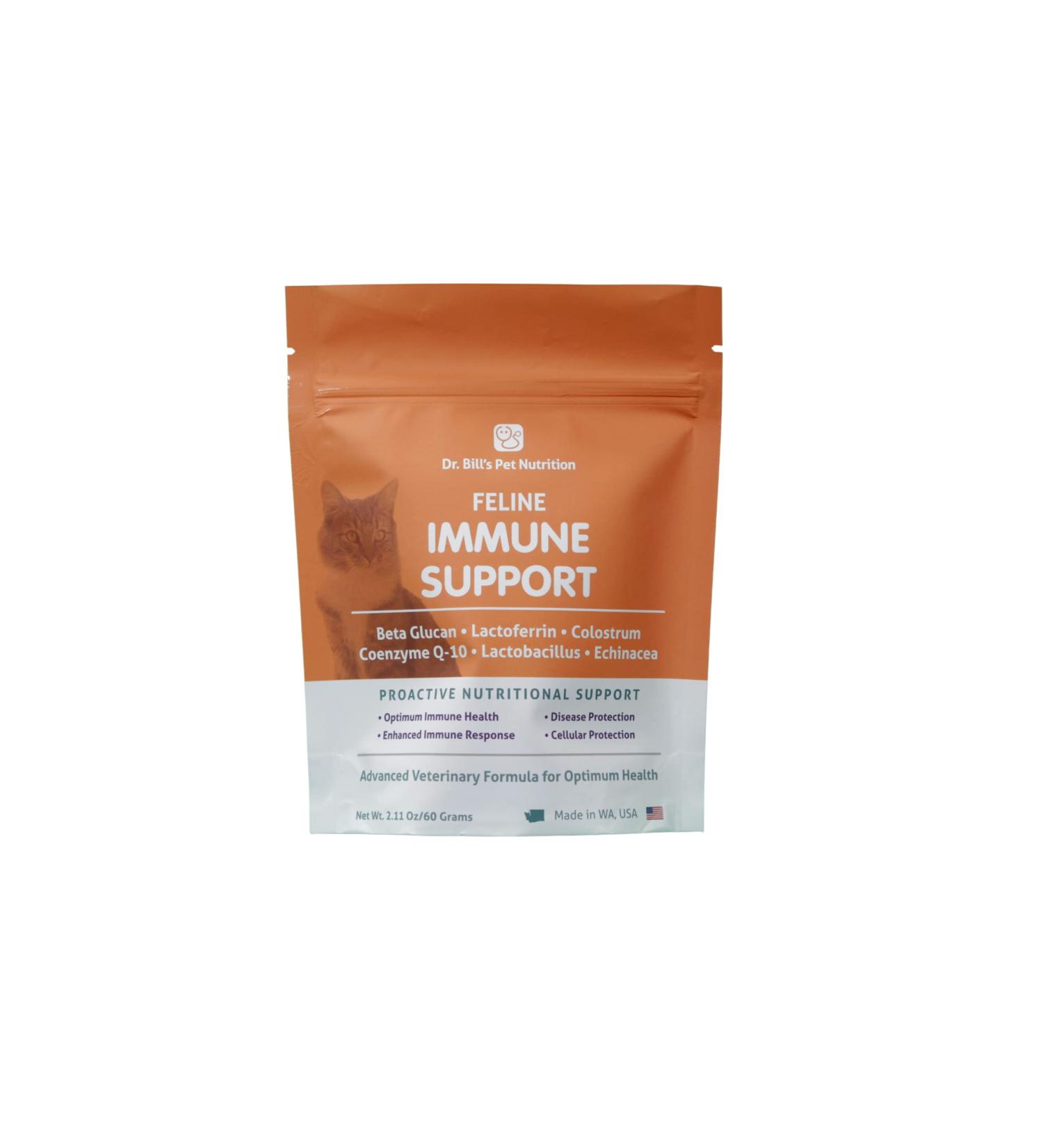 Dr. Bills Feline Immune Support Supplement - Boost Cat's Immune System with Colostrum, Beta Glucan, and Essential Nutrients - 60 Capsules - Buy Online on GoSupps.com