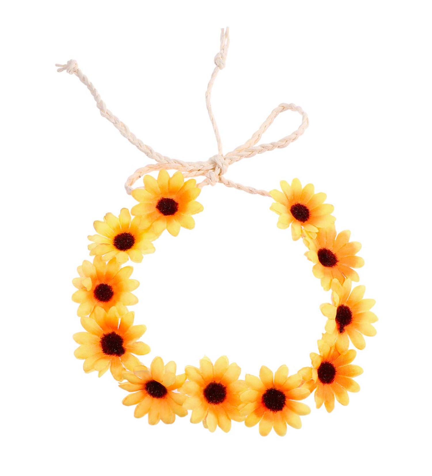 Minkissy Daisy Flower Headband Sunflower Hair Wreath Bridal Headpiece for Summer Wedding Beach ( Yellow ) Yellow2 - Buy Online on GoSupps.com