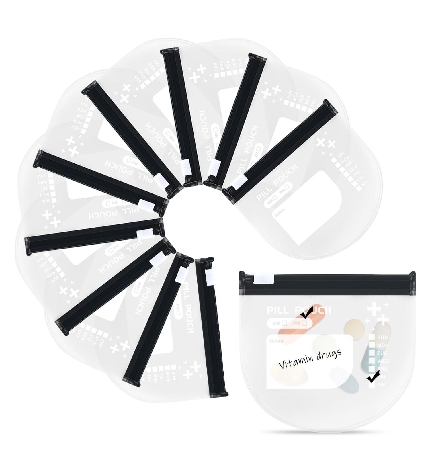 10 Pack Pill Organizer Pouches - BPA-Free Reusable Zippered with Write-On Labels Perfect for Medicine & Daily Travel (3.54 x 3.93 inches - Buy Online on GoSupps.com