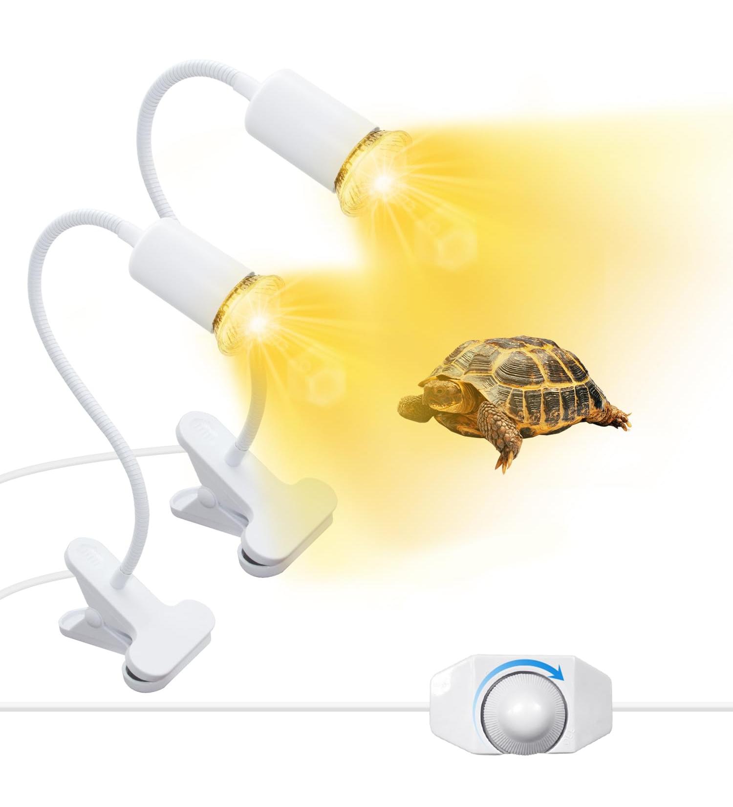 2-Piece UVB Reptile Heat Lamp Set with 240cm Cable & Dimming Switch - 360 Flexible Clip for Turtles & Aquariums (No Bulb) - Buy Online on GoSupps.com