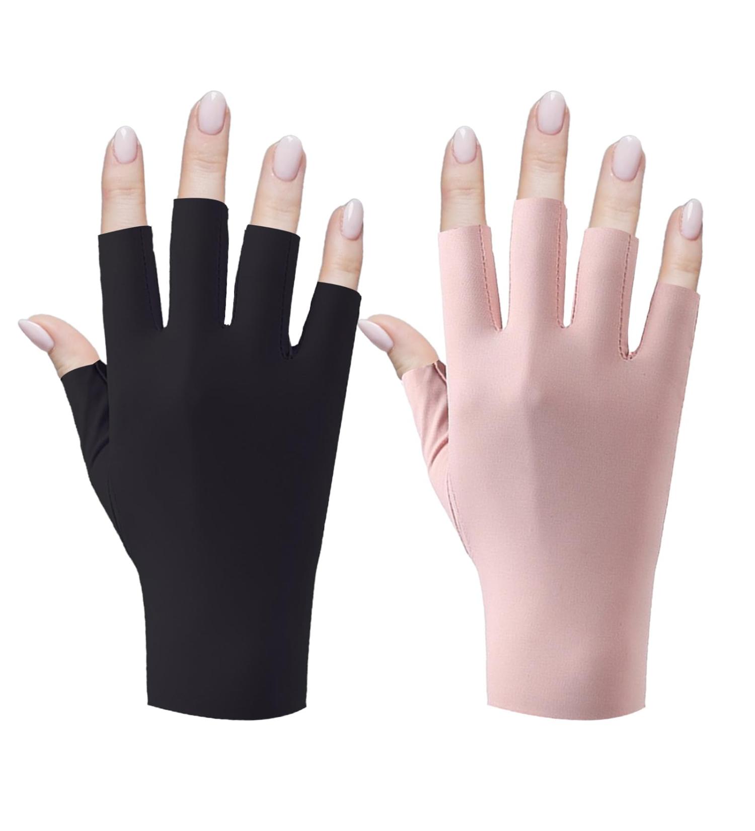 Baofuwan UV Gloves for Nail Lamp Professional UPF50+ UV Protection Gloves 2 Pairs-black+pink - Buy Online on GoSupps.com