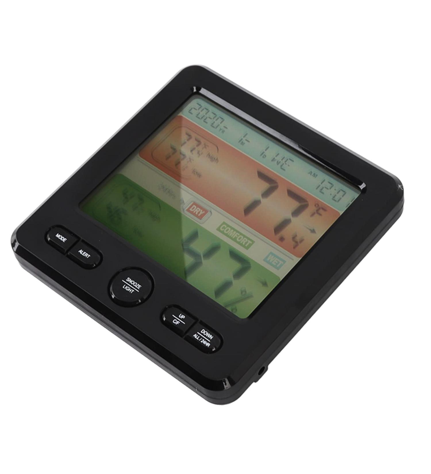 Indoor Thermometer & Digital Alarm Clock - Accurate Temperature for Bedroom | DC5V ABS Black Design - Buy Online on GoSupps.com