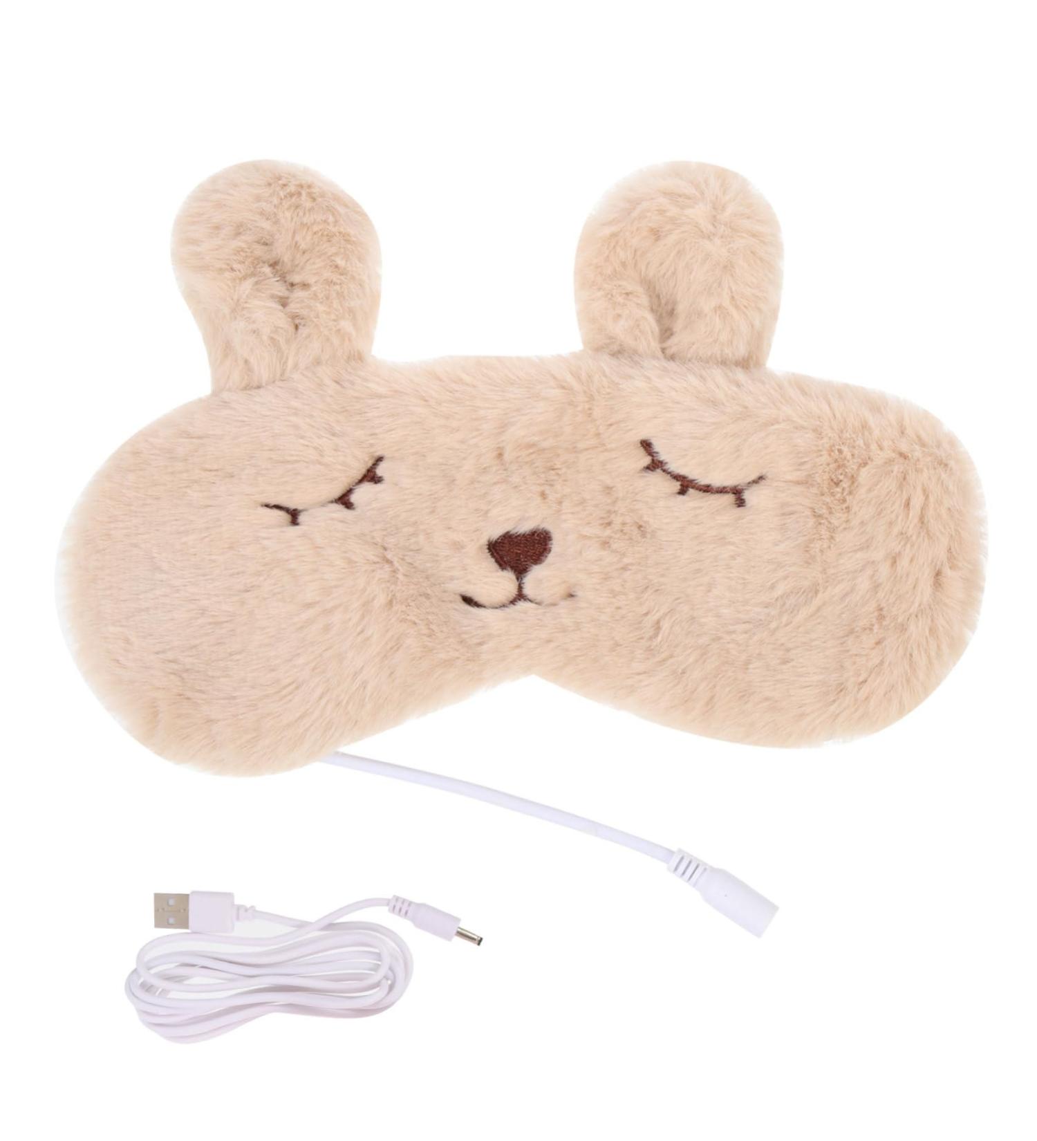minkissy USB Heating Eye Mask Cartoon Animal Sleeping Mask Light Blocking Eye Cover Warm Eyeshade Travel Eyeshade Faux Eye Mask Warm Compress for Eyes Warm Eye Pad 3D Pp Goggles Chargeable Beige 20.5x10x0.8cm - Buy Online on GoSupps.com