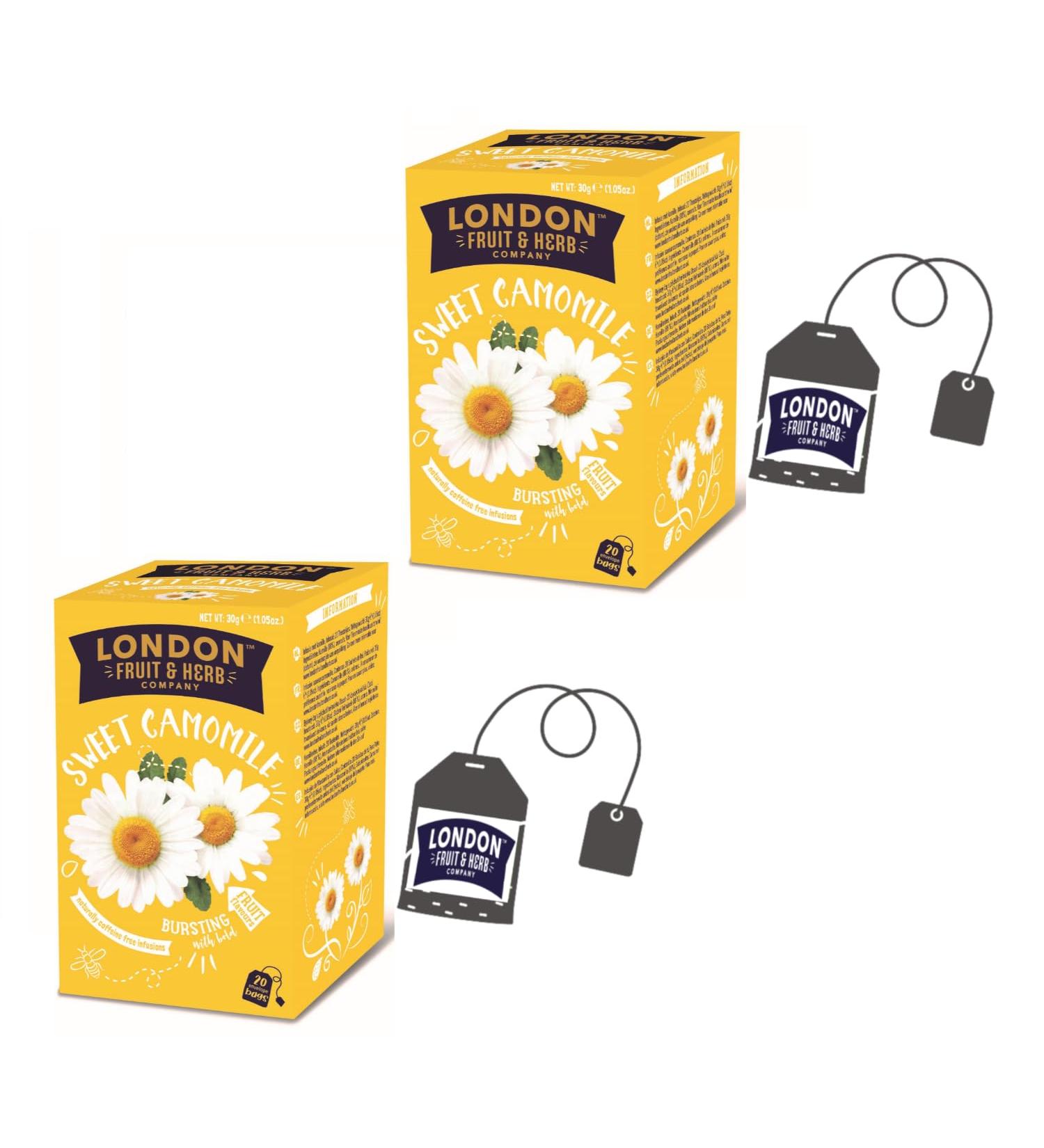  LONDON FRUIT & HERB COMPANY London Fruit | Naturally Caffeine-Free Chamomile Infusion | Chamomile flowers in relaxing tea filters - 2 x 20 bags (60g) - Buy Online on GoSupps.com