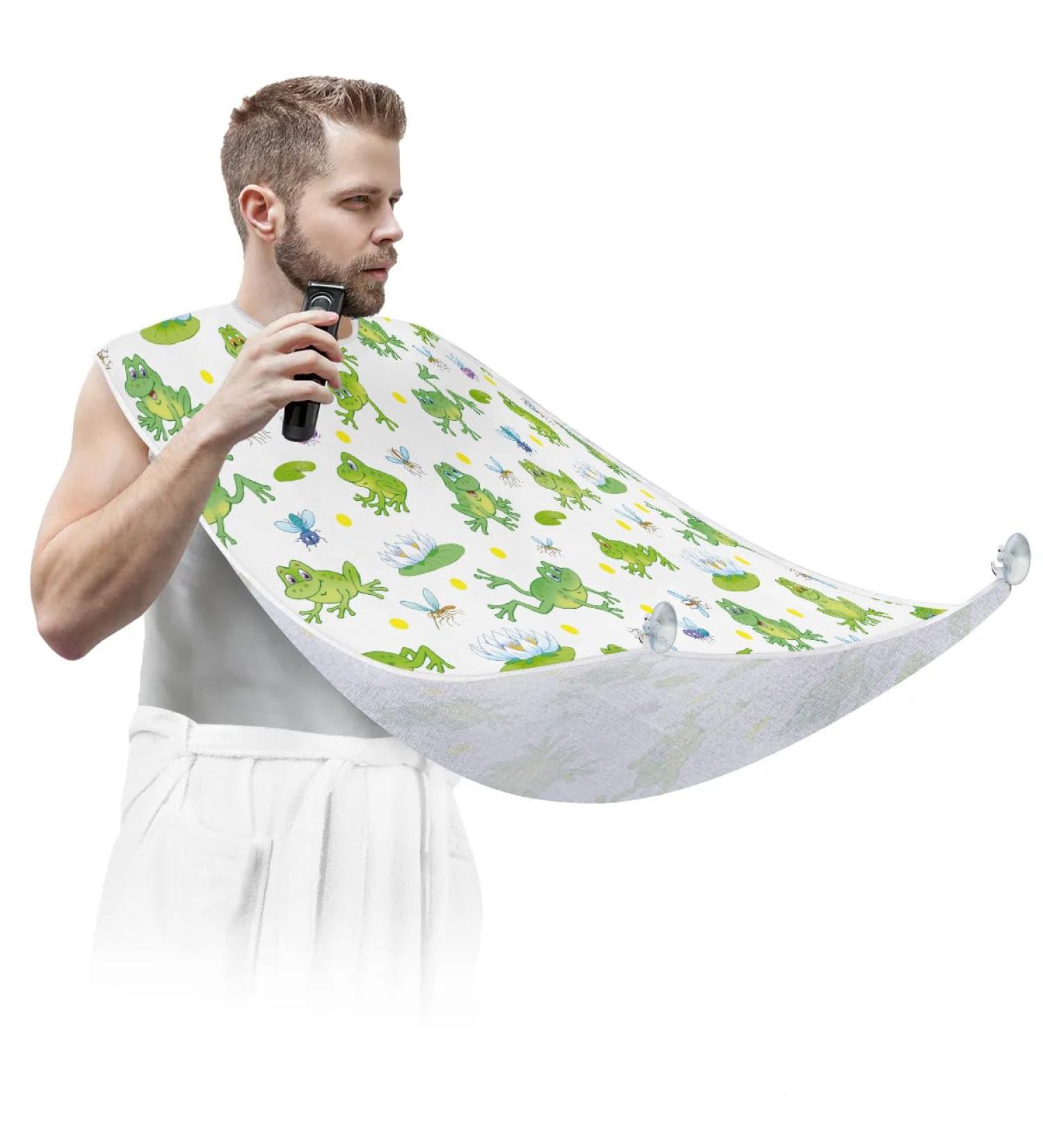 Buy Cute Frogs Beard Bib Apron - Non-Stick Waterproof Hair Catcher for Men | Perfect Grooming Gift - Buy Online on GoSupps.com