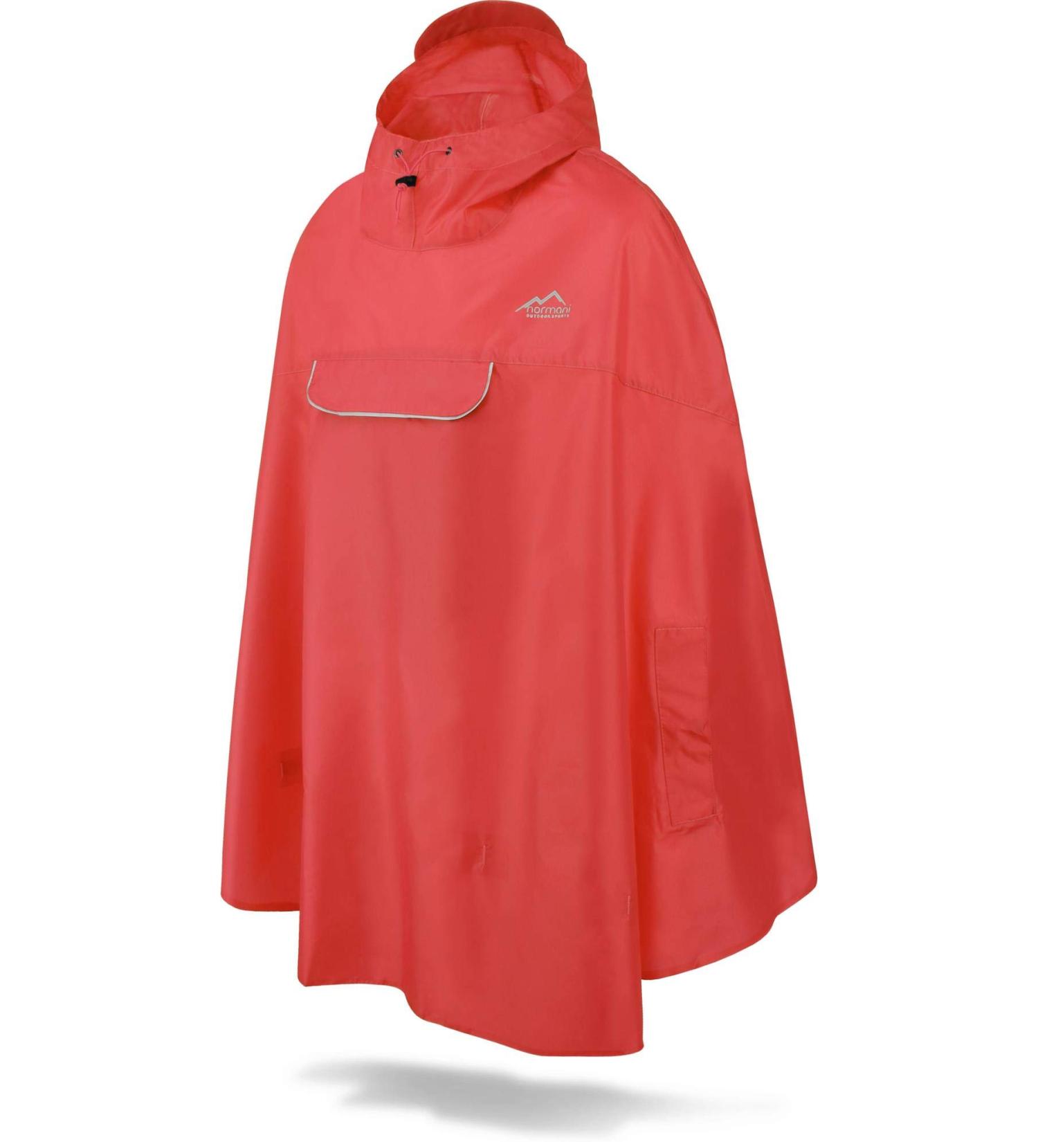 Buy Normani Unisex Rain Poncho - Wind & Waterproof with Bum Bag 3M Reflectors Side Pockets - XXL-3XL Red | International Shipping Available - Buy Online on GoSupps.com