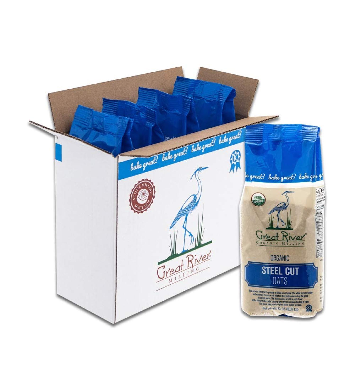 Great River Organic Milling Steel Cut Oats 22 Ounces - Pack of 4 | Organic Oatmeal - Buy Online on GoSupps.com