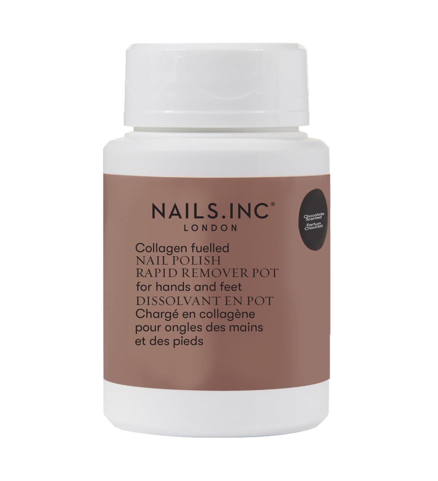 Nails.INC Rapid Nail Polish Remover Pot Formulated with Collagen to Promote Nail Strength and Growth Chocolate Scented Acetone Free Cruelty Free Vegan - Buy Online on GoSupps.com