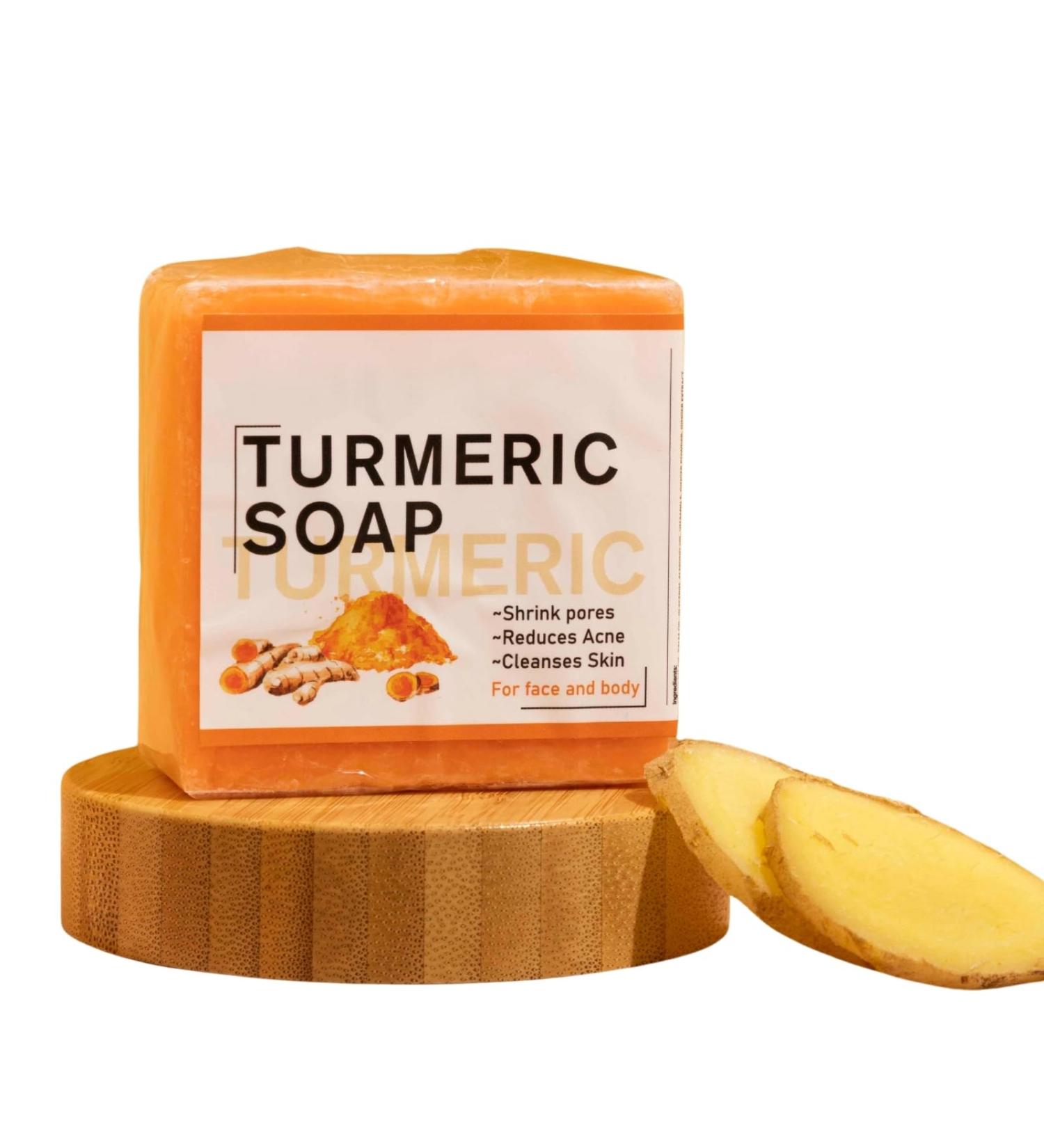 Turmeric Soap Turmeric Brightening Soap Turmeric Soap Bar For Face & Body Natural Soap For Moisturizing Shrinking Pores Cleaning Skin Acne Soap Ginger Extract Soap With Coconut Oil 100G - Buy Online on GoSupps.com