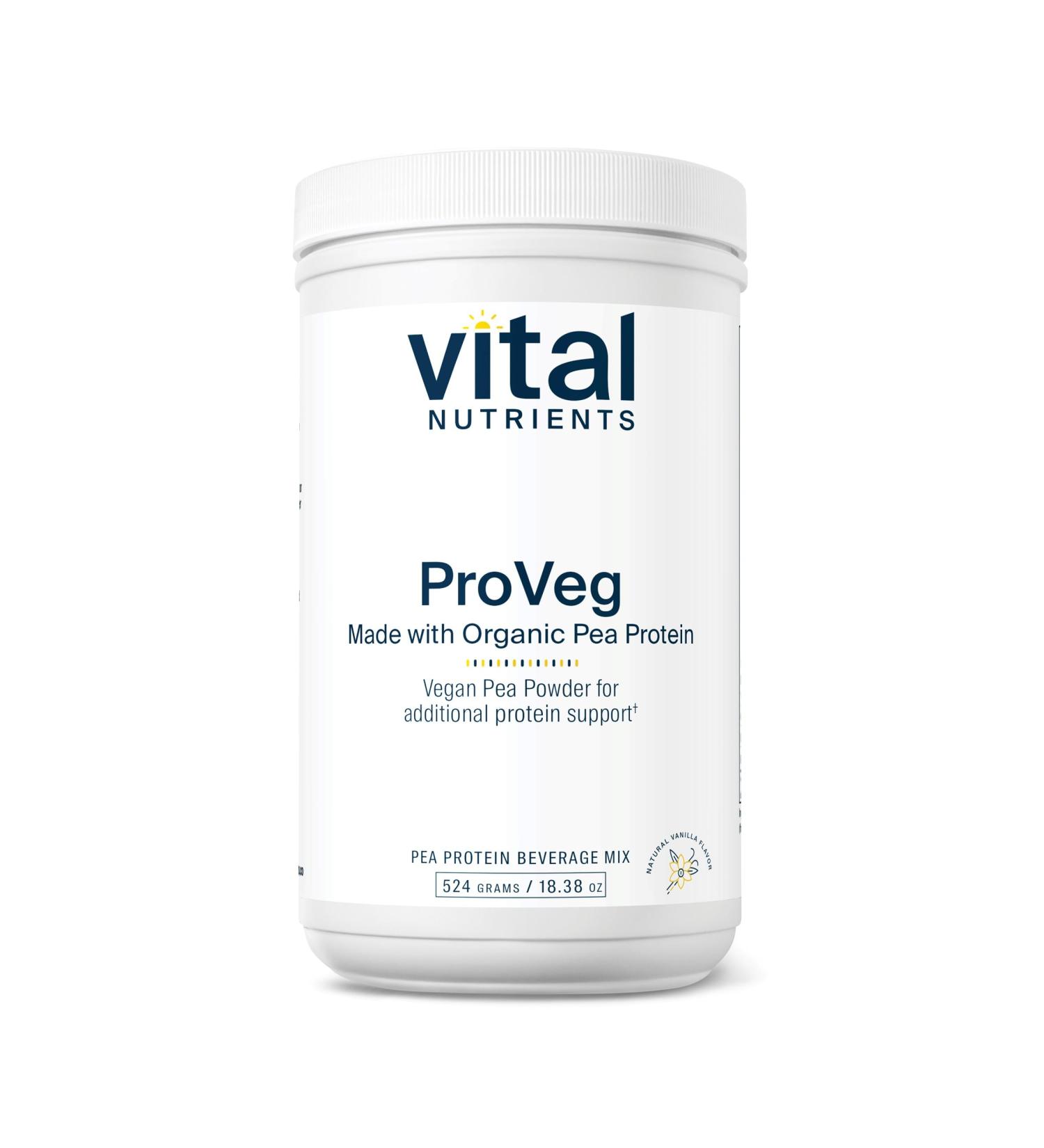 Vital Nutrients ProVeg Organic Pea Protein Powder - 524g | Vegan Gluten-Free Non-GMO | 23g Protein Natural Vanilla Flavor | 16 Servings - Buy Online on GoSupps.com
